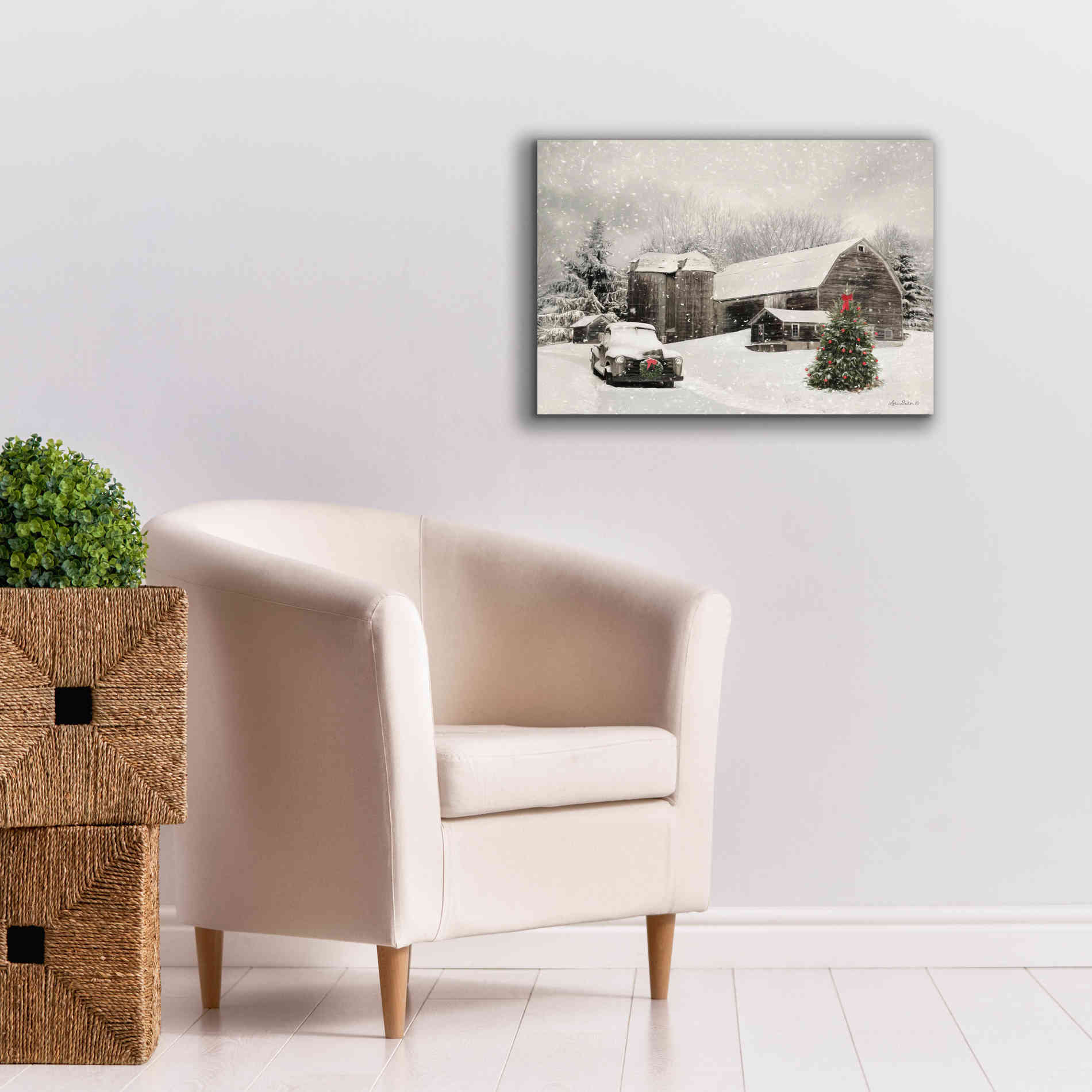 'Farmhouse Christmas' by Lori Deiter, Canvas Wall Art,26 x 18