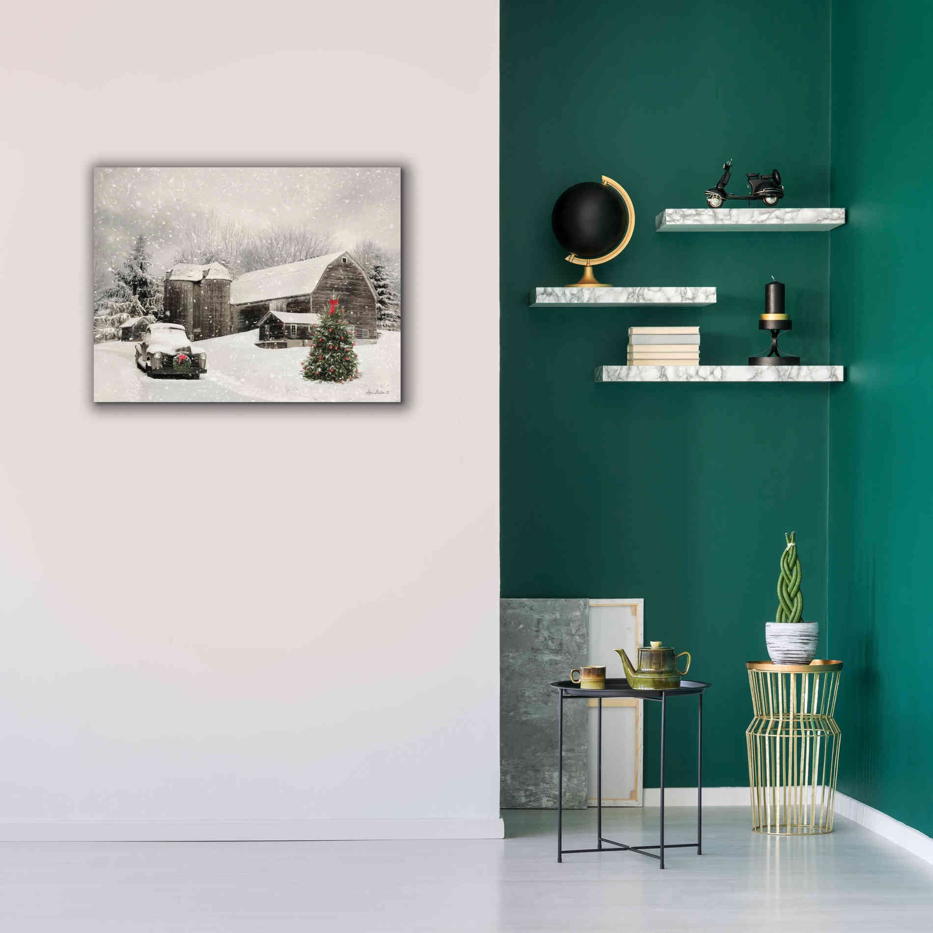 'Farmhouse Christmas' by Lori Deiter, Canvas Wall Art,34 x 26