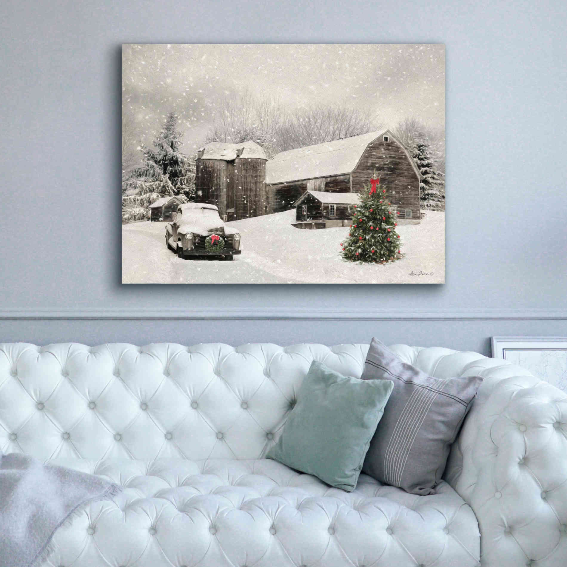 'Farmhouse Christmas' by Lori Deiter, Canvas Wall Art,54 x 40