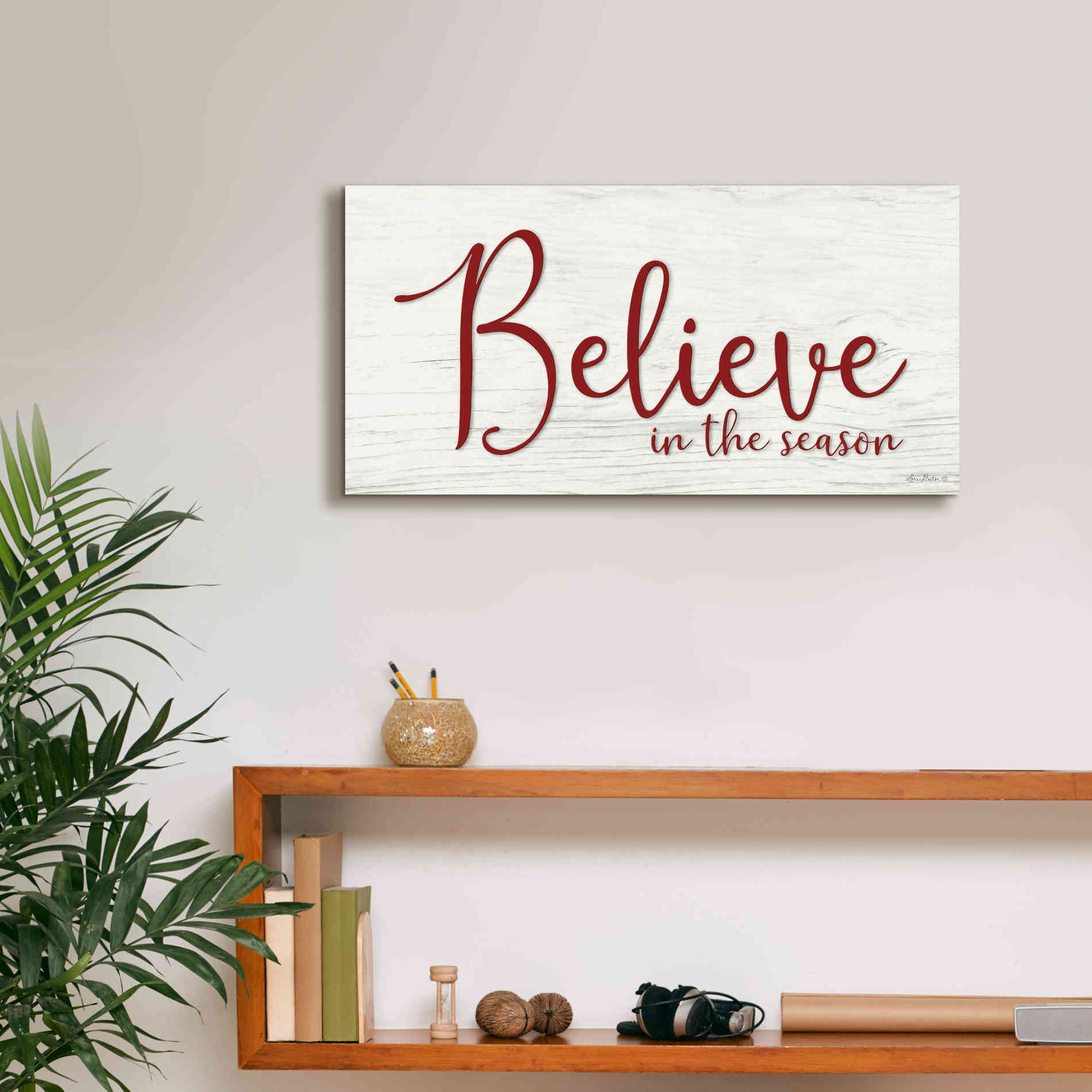 'Believe in the Season' by Lori Deiter, Canvas Wall Art,24 x 12