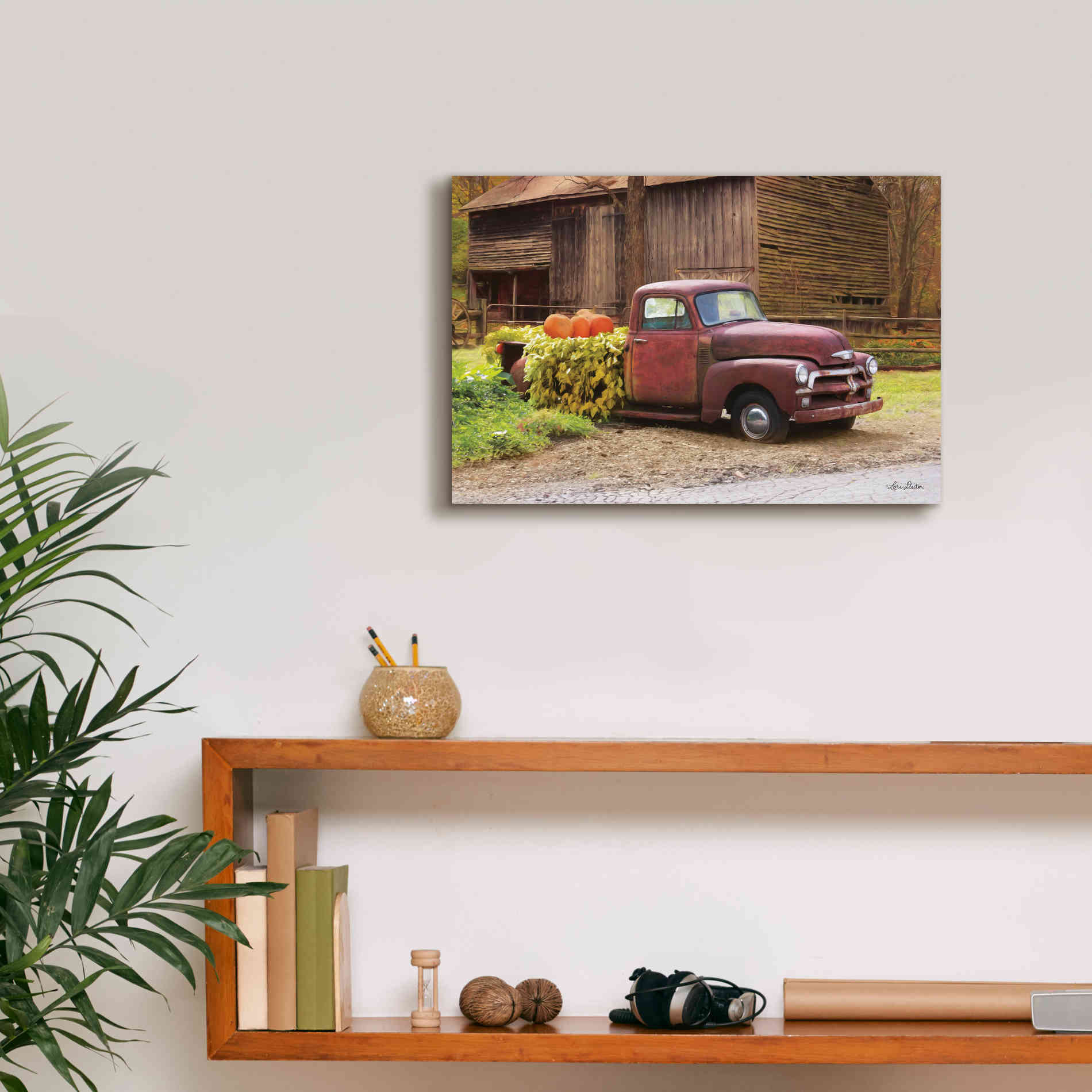 'Fall Pumpkin Truck' by Lori Deiter, Canvas Wall Art,18 x 12