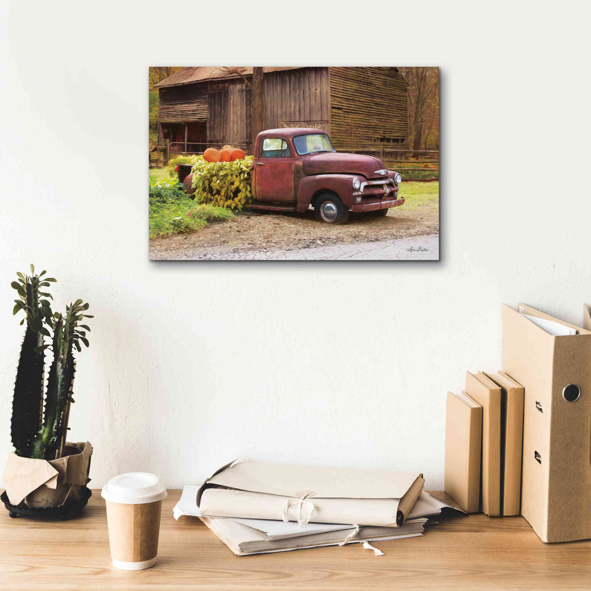 'Fall Pumpkin Truck' by Lori Deiter, Canvas Wall Art,18 x 12