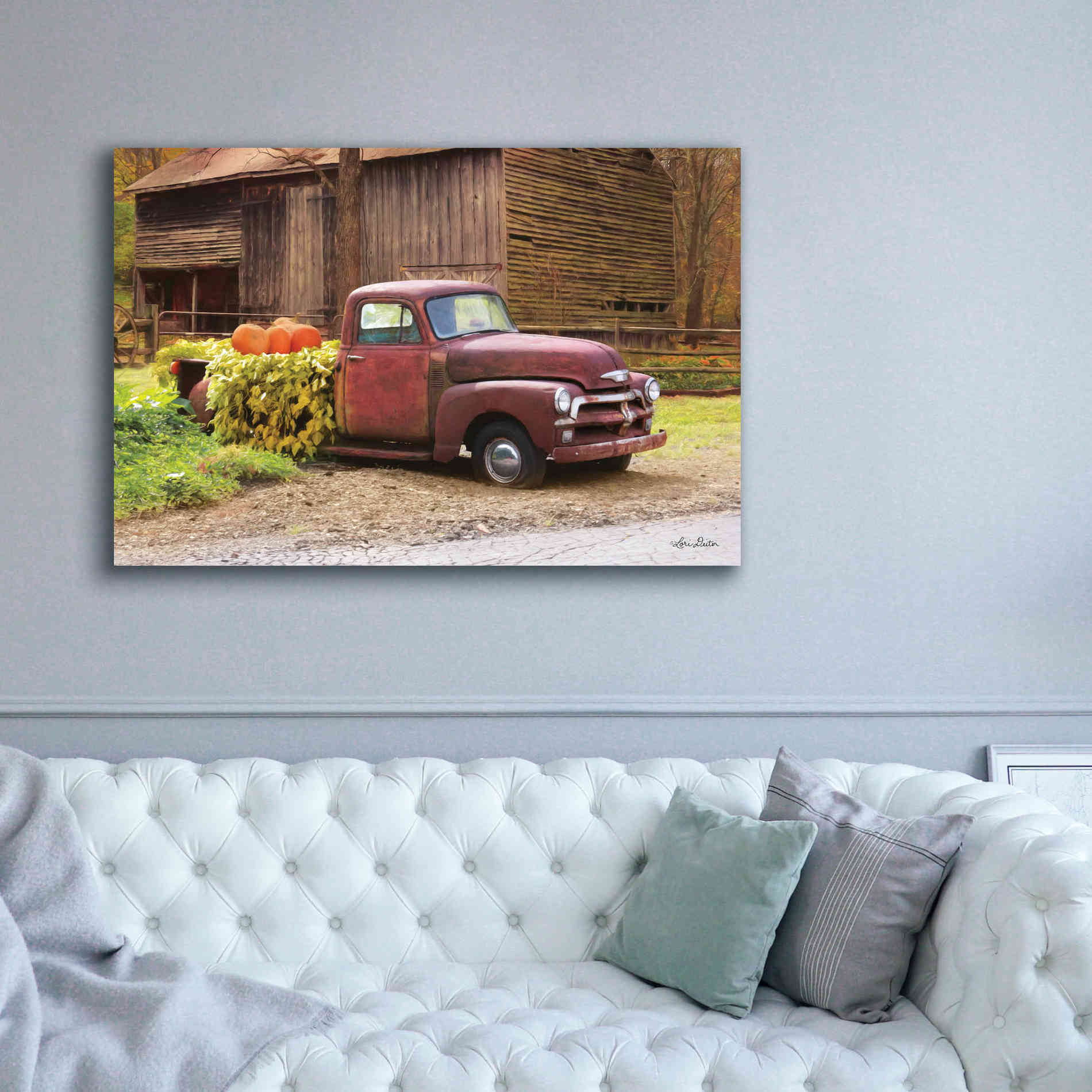 'Fall Pumpkin Truck' by Lori Deiter, Canvas Wall Art,60 x 40
