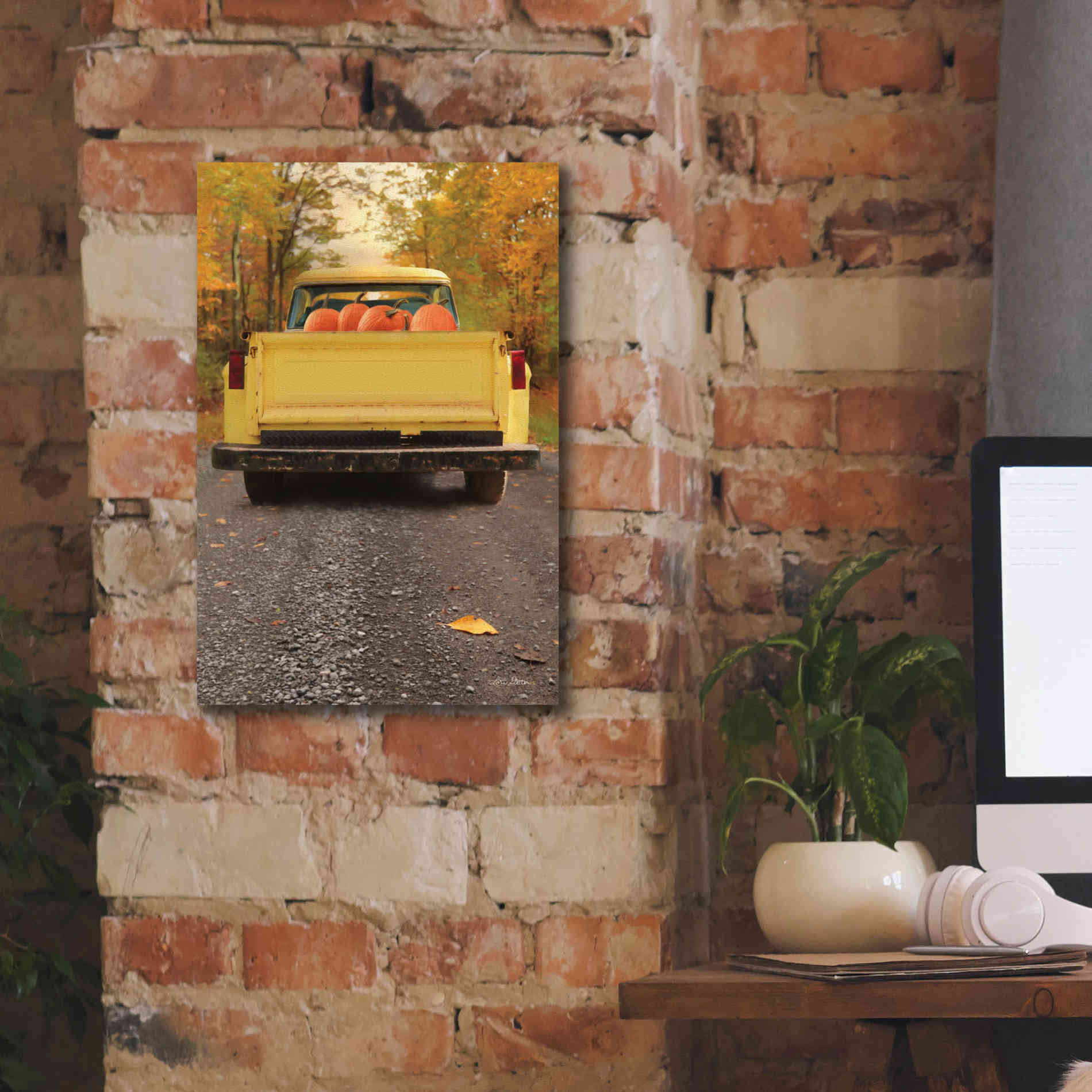 'Yellow Pumpkin Hauler' by Lori Deiter, Canvas Wall Art,12 x 18