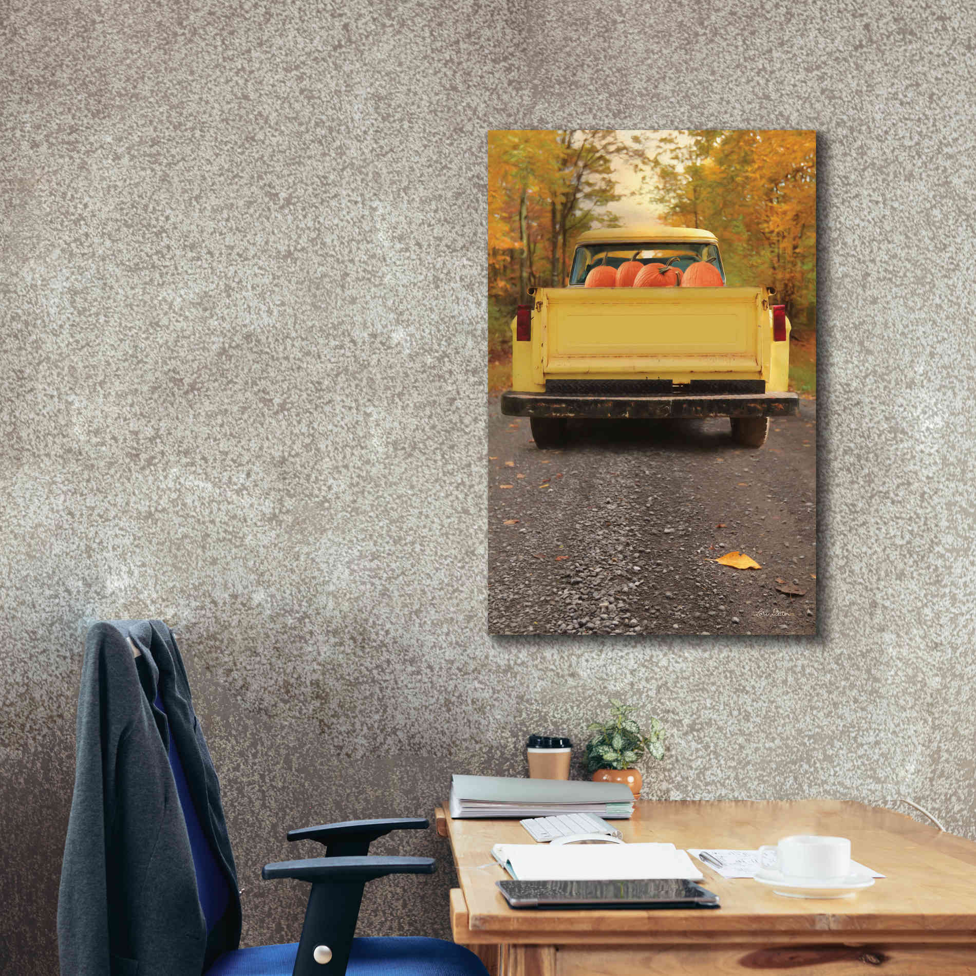 'Yellow Pumpkin Hauler' by Lori Deiter, Canvas Wall Art,26 x 40
