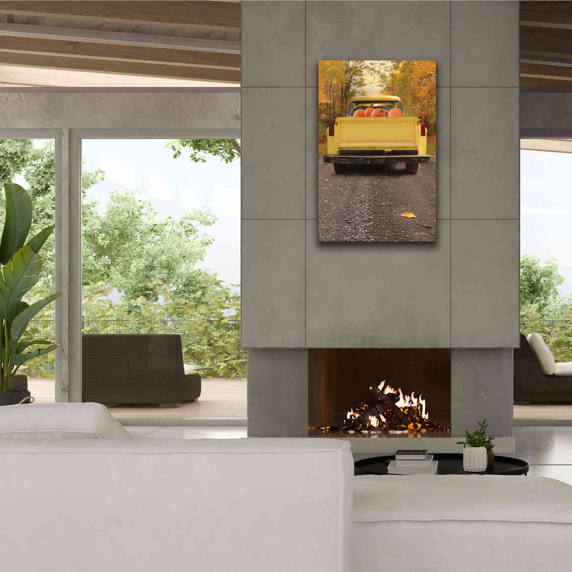 'Yellow Pumpkin Hauler' by Lori Deiter, Canvas Wall Art,26 x 40