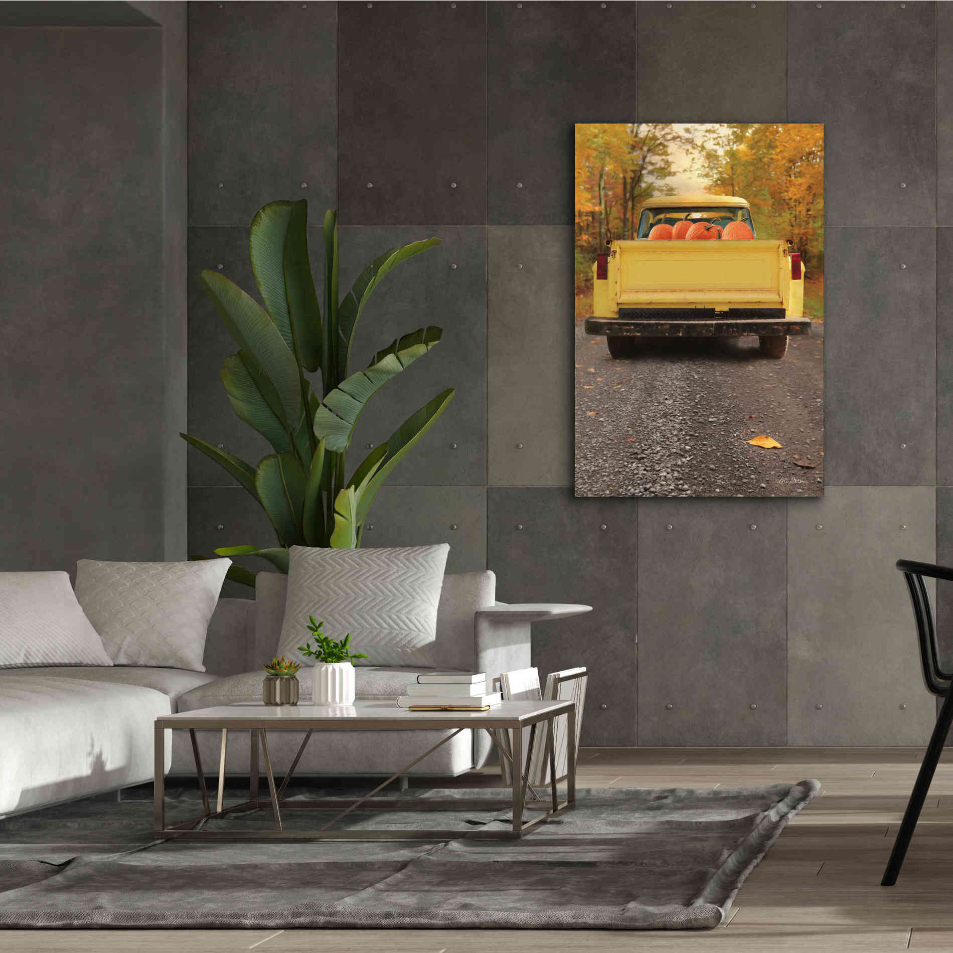 'Yellow Pumpkin Hauler' by Lori Deiter, Canvas Wall Art,40 x 60