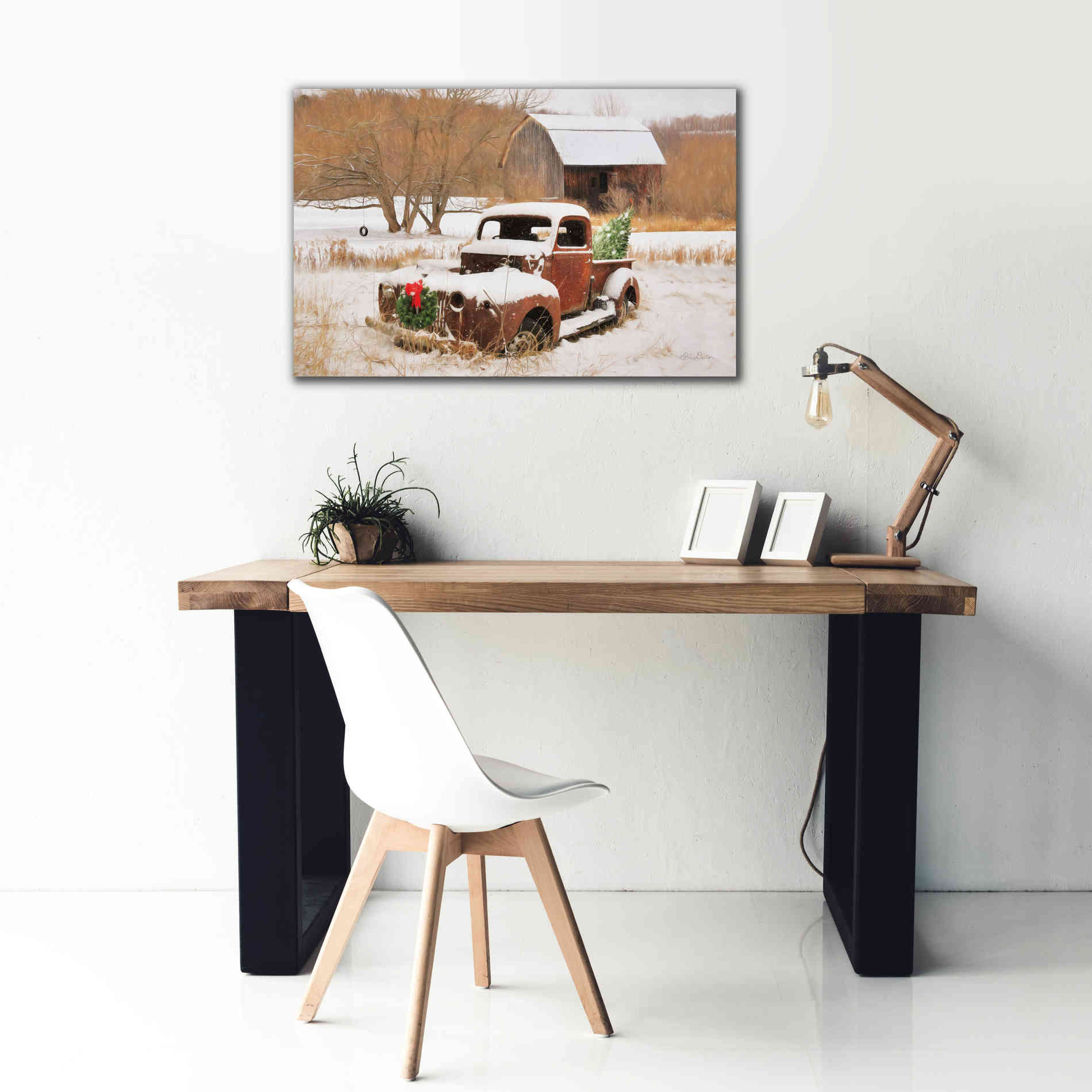 'Christmas Lawn Ornament' by Lori Deiter, Canvas Wall Art,40 x 26