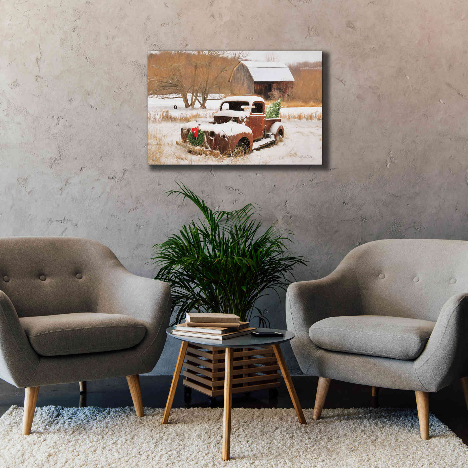 'Christmas Lawn Ornament' by Lori Deiter, Canvas Wall Art,40 x 26