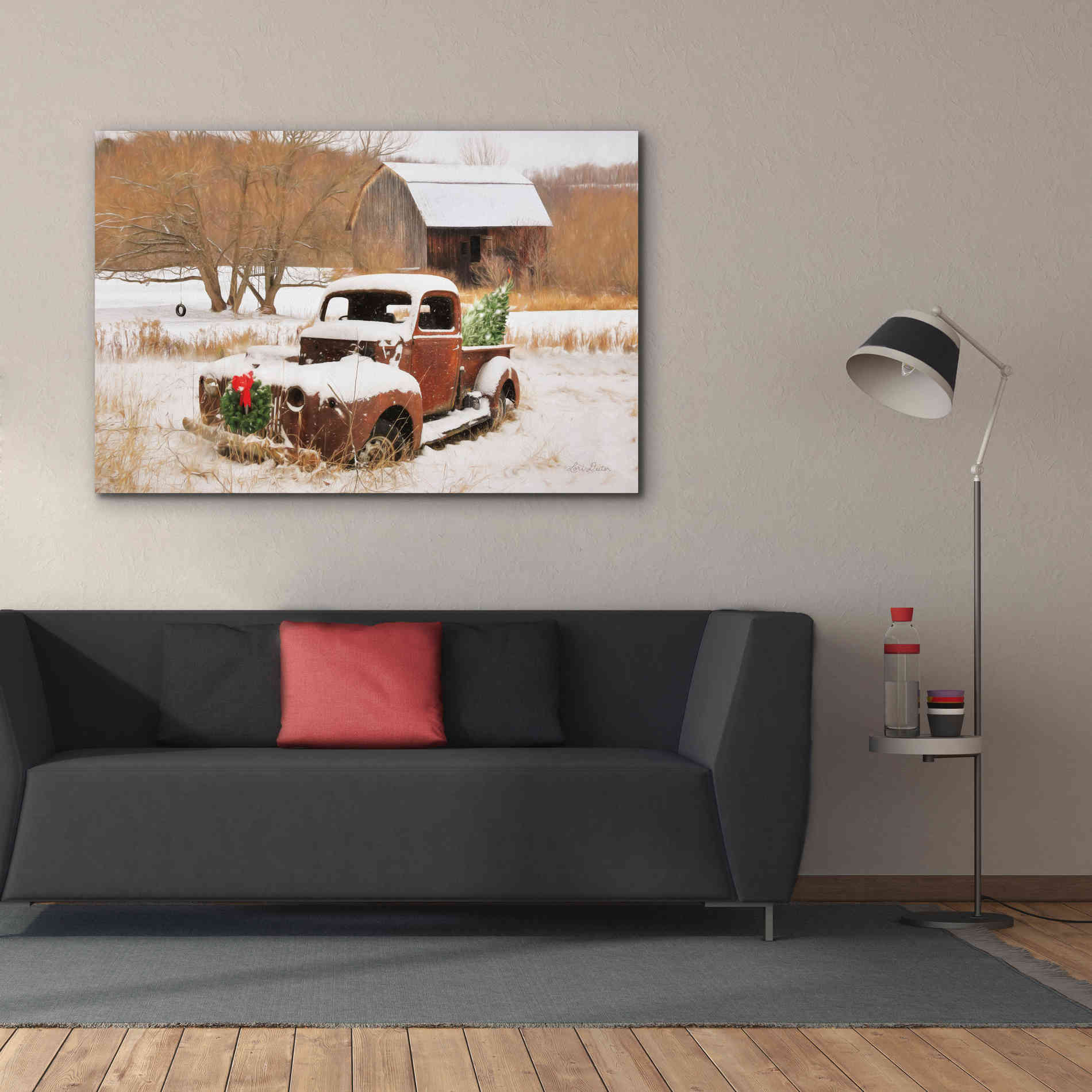 'Christmas Lawn Ornament' by Lori Deiter, Canvas Wall Art,60 x 40