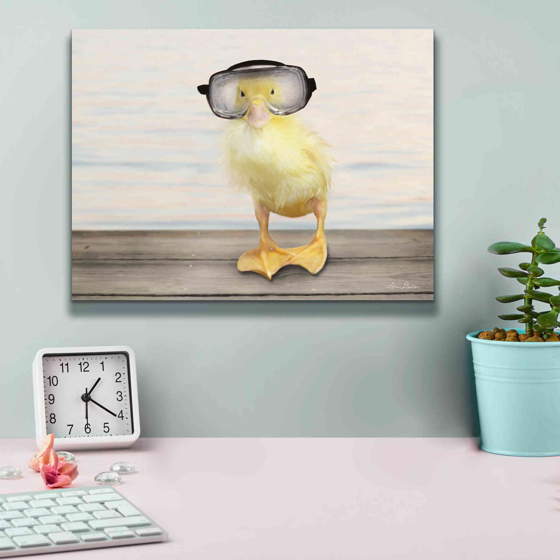 'Diving Duck' by Lori Deiter, Canvas Wall Art,16 x 12