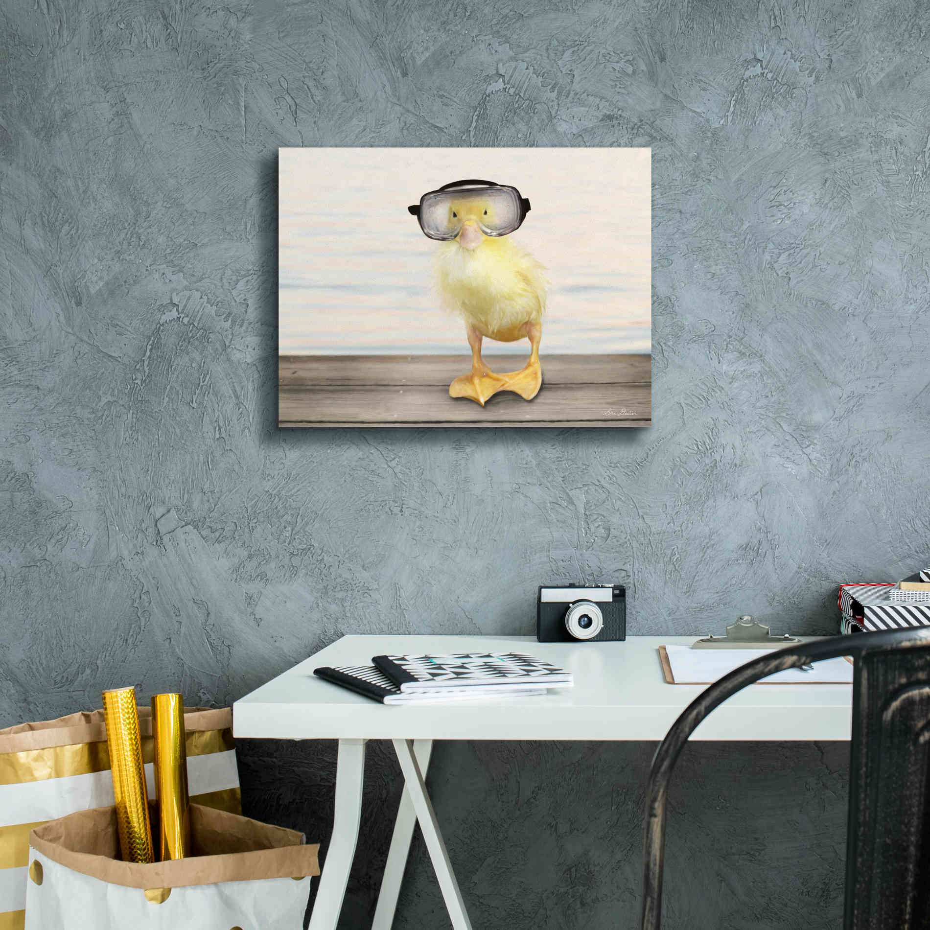 'Diving Duck' by Lori Deiter, Canvas Wall Art,16 x 12