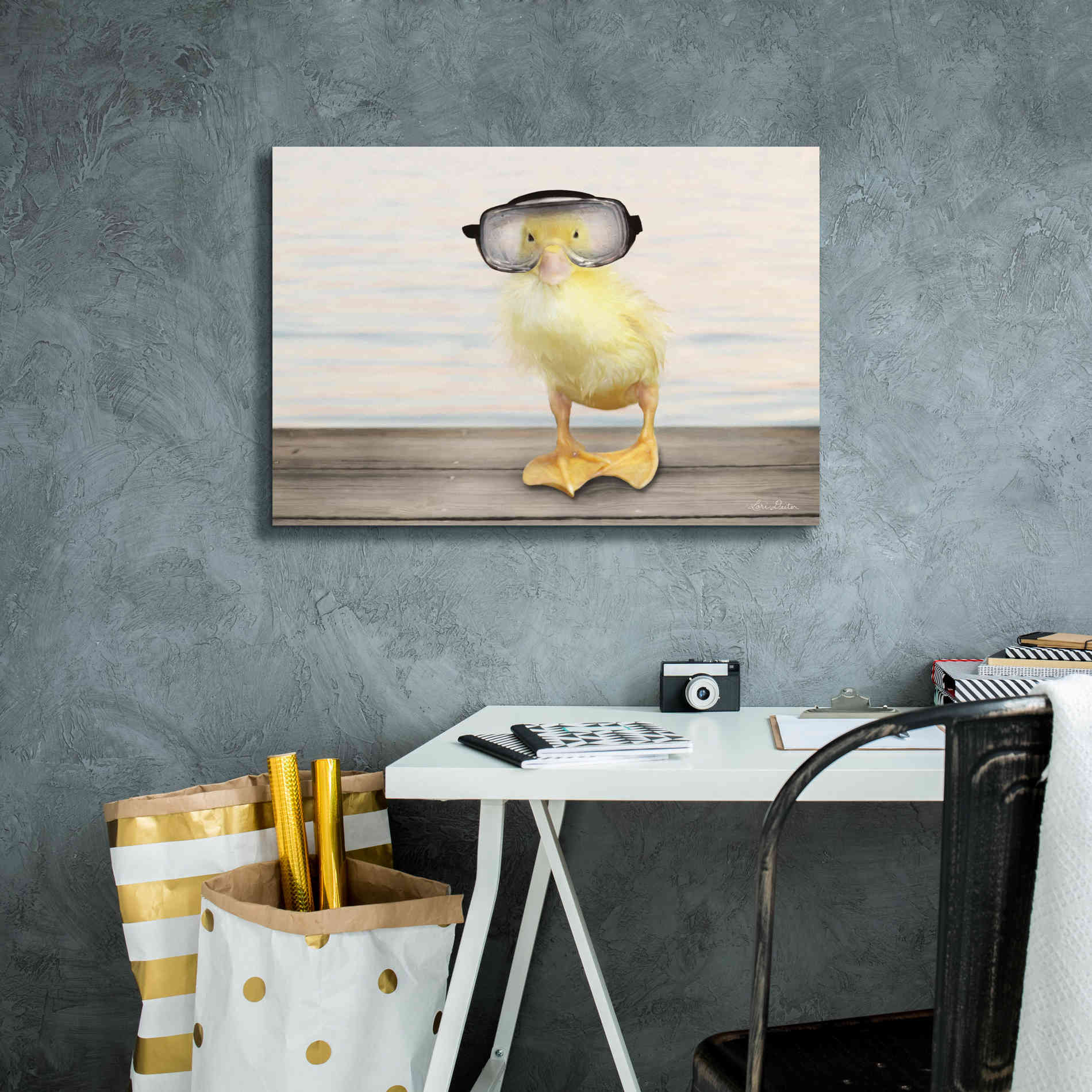 'Diving Duck' by Lori Deiter, Canvas Wall Art,26 x 18