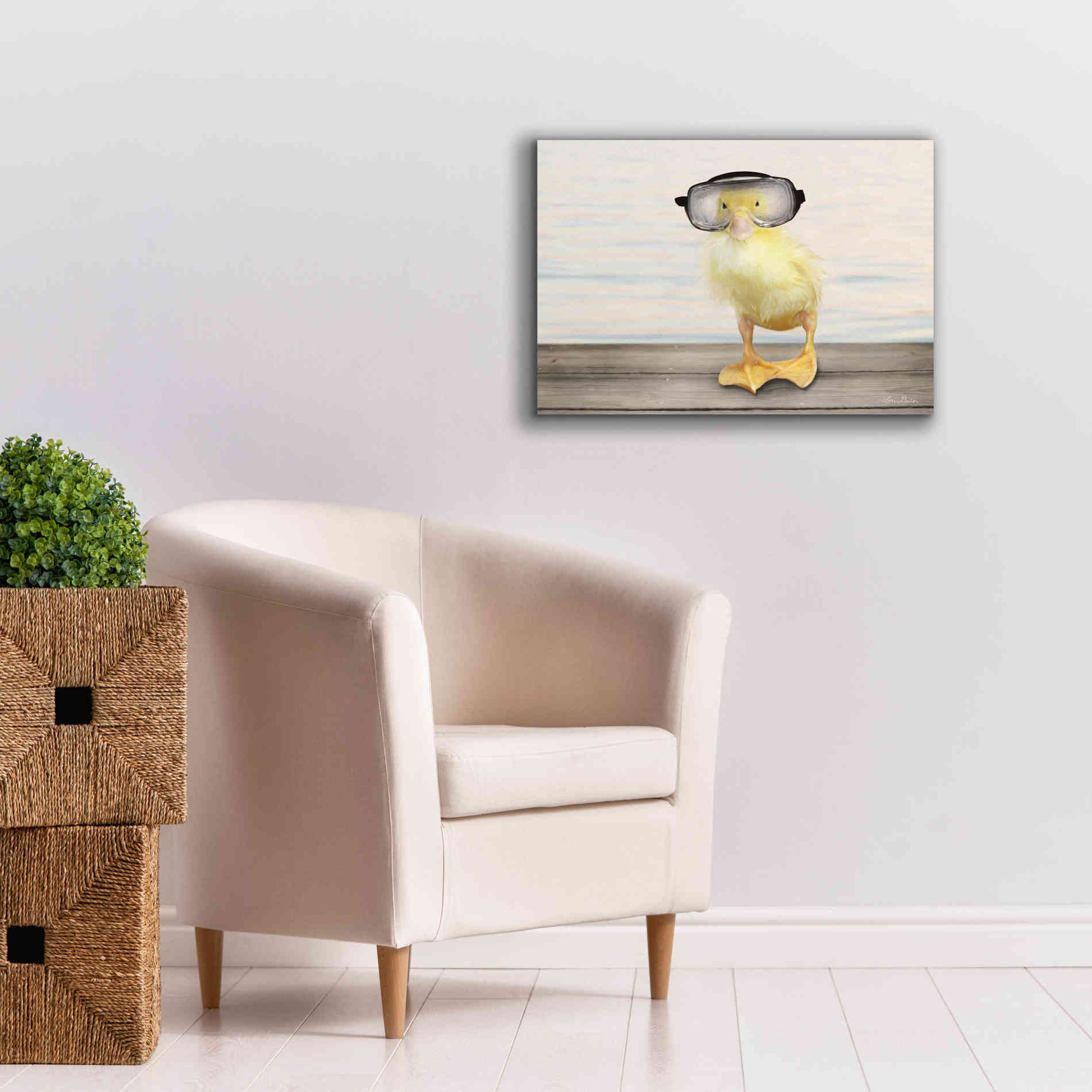 'Diving Duck' by Lori Deiter, Canvas Wall Art,26 x 18