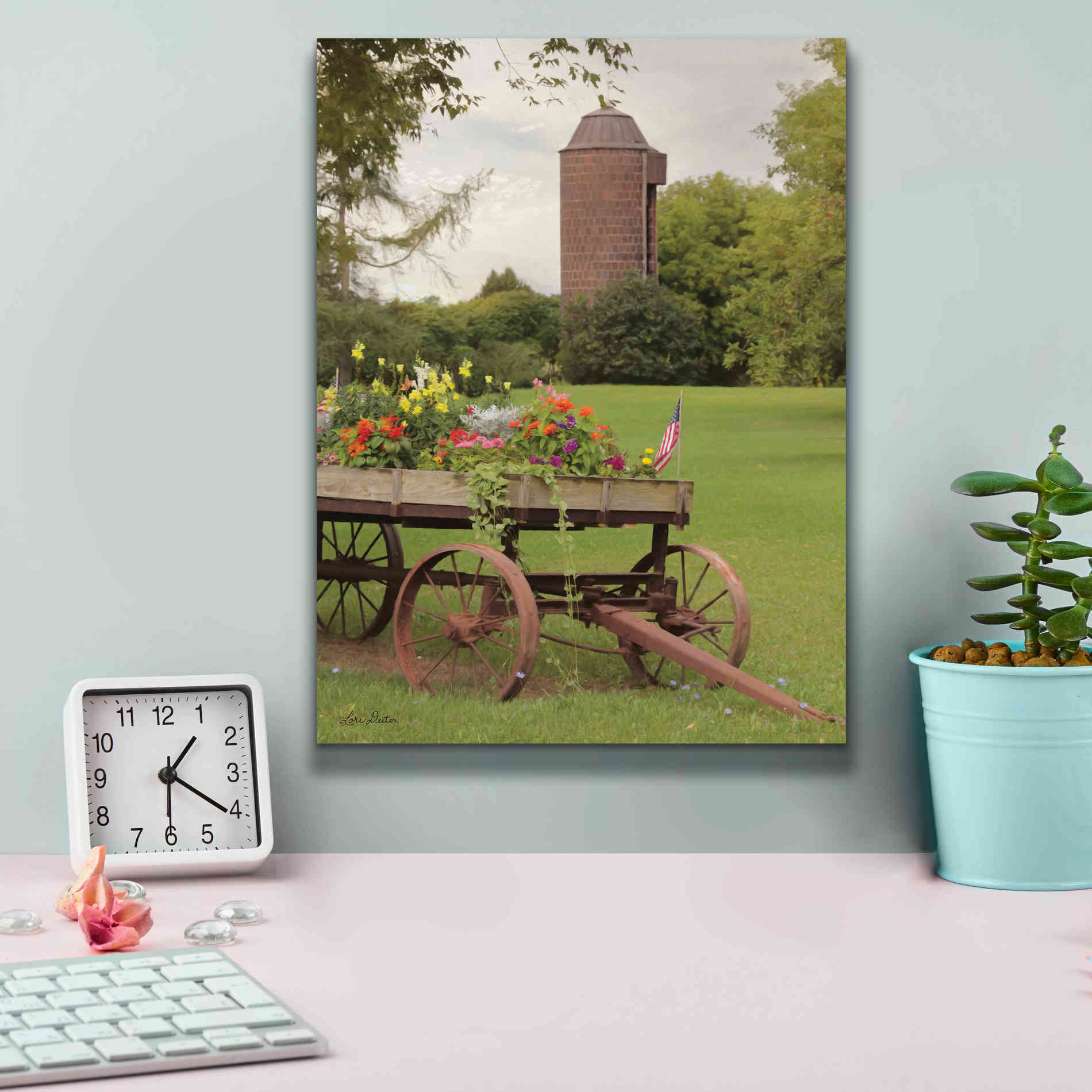 'Clayton Flower Wagon' by Lori Deiter, Canvas Wall Art,12 x 16