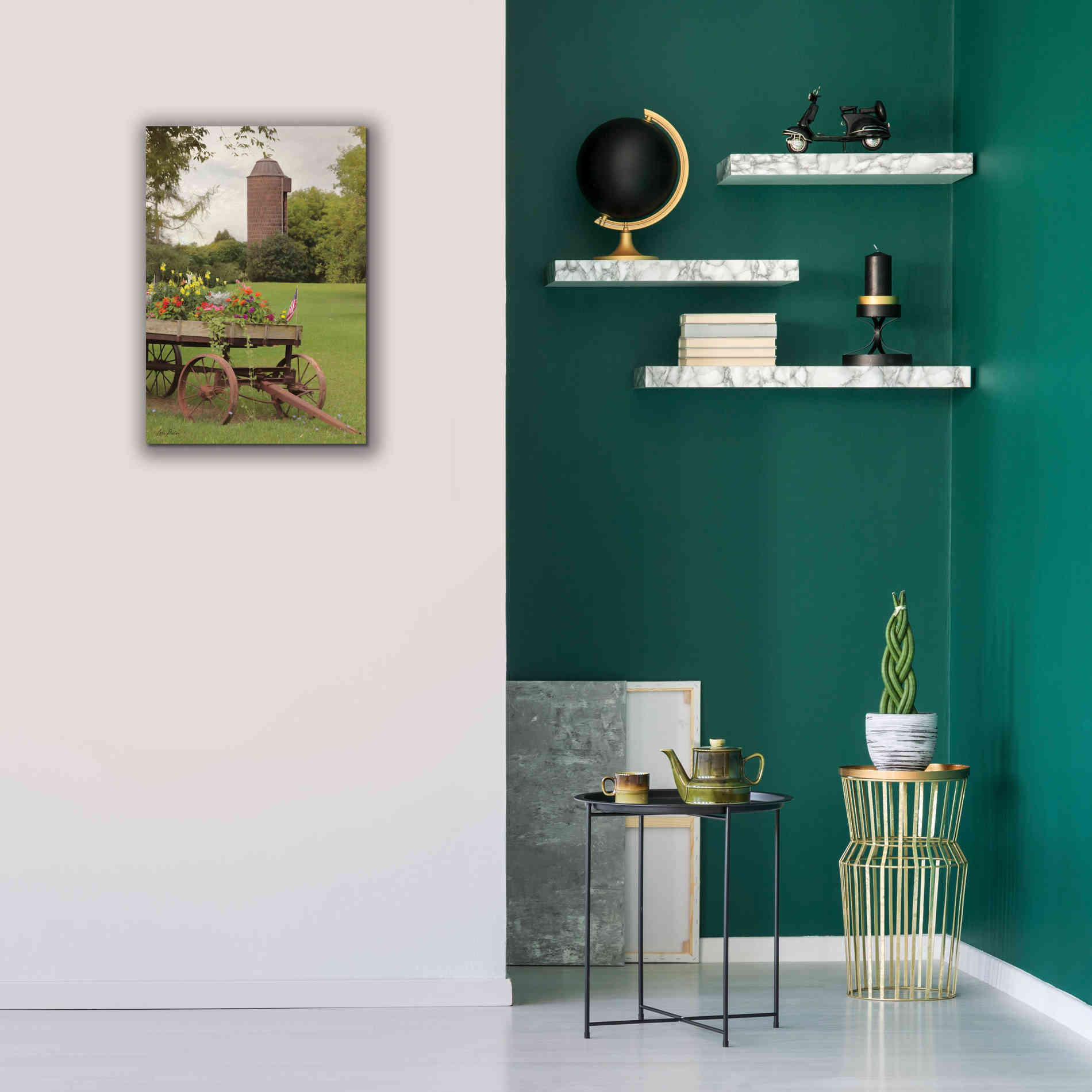 'Clayton Flower Wagon' by Lori Deiter, Canvas Wall Art,18 x 26