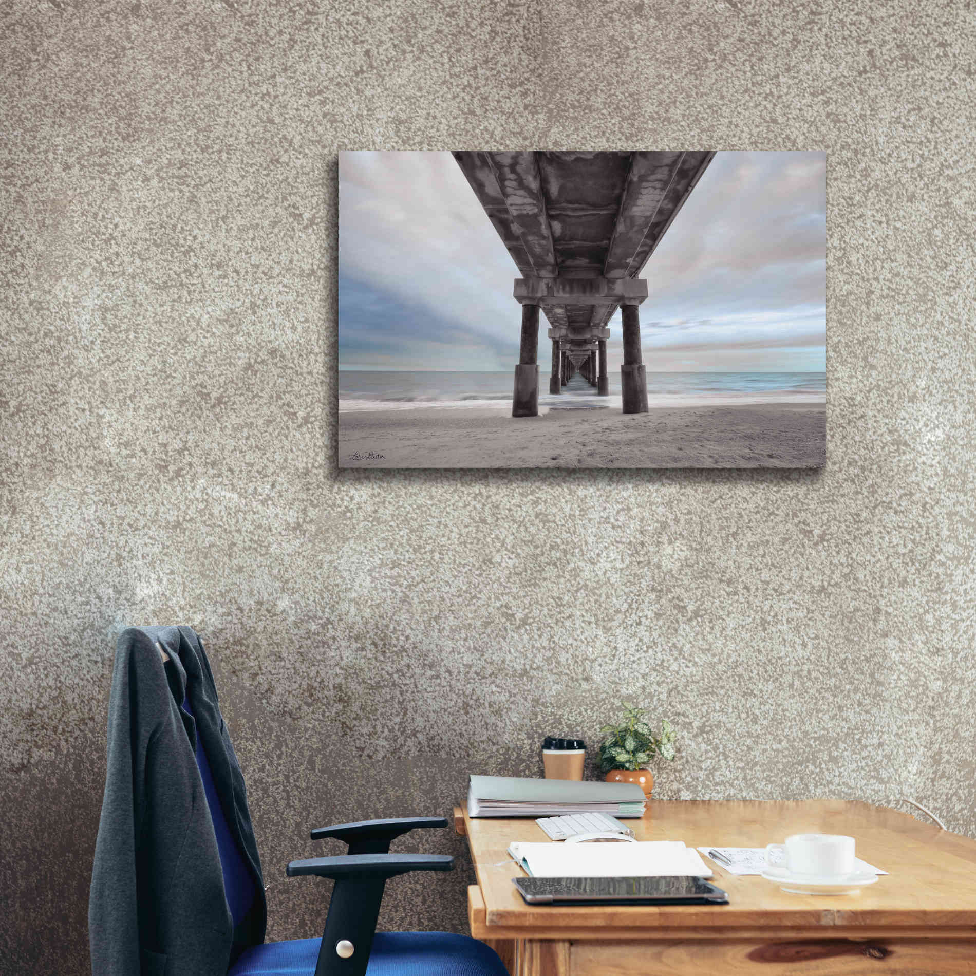 'Beneath the Outer Banks Beach Pier' by Lori Deiter, Canvas Wall Art,40 x 26