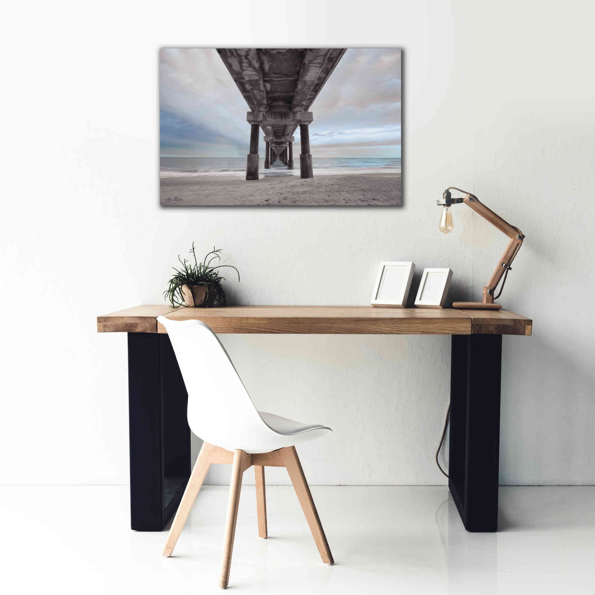 'Beneath the Outer Banks Beach Pier' by Lori Deiter, Canvas Wall Art,40 x 26