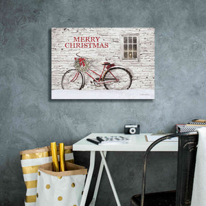 'Merry Christmas Bicycle' by Lori Deiter, Canvas Wall Art,26 x 18