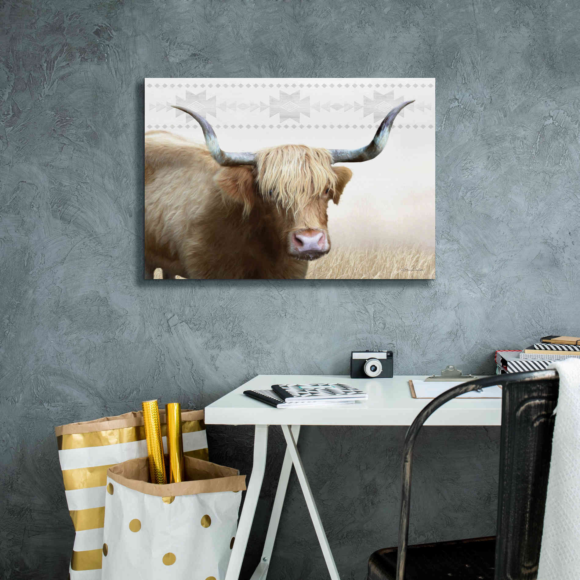 'Get Your Horns Up' by Lori Deiter, Canvas Wall Art,26 x 18