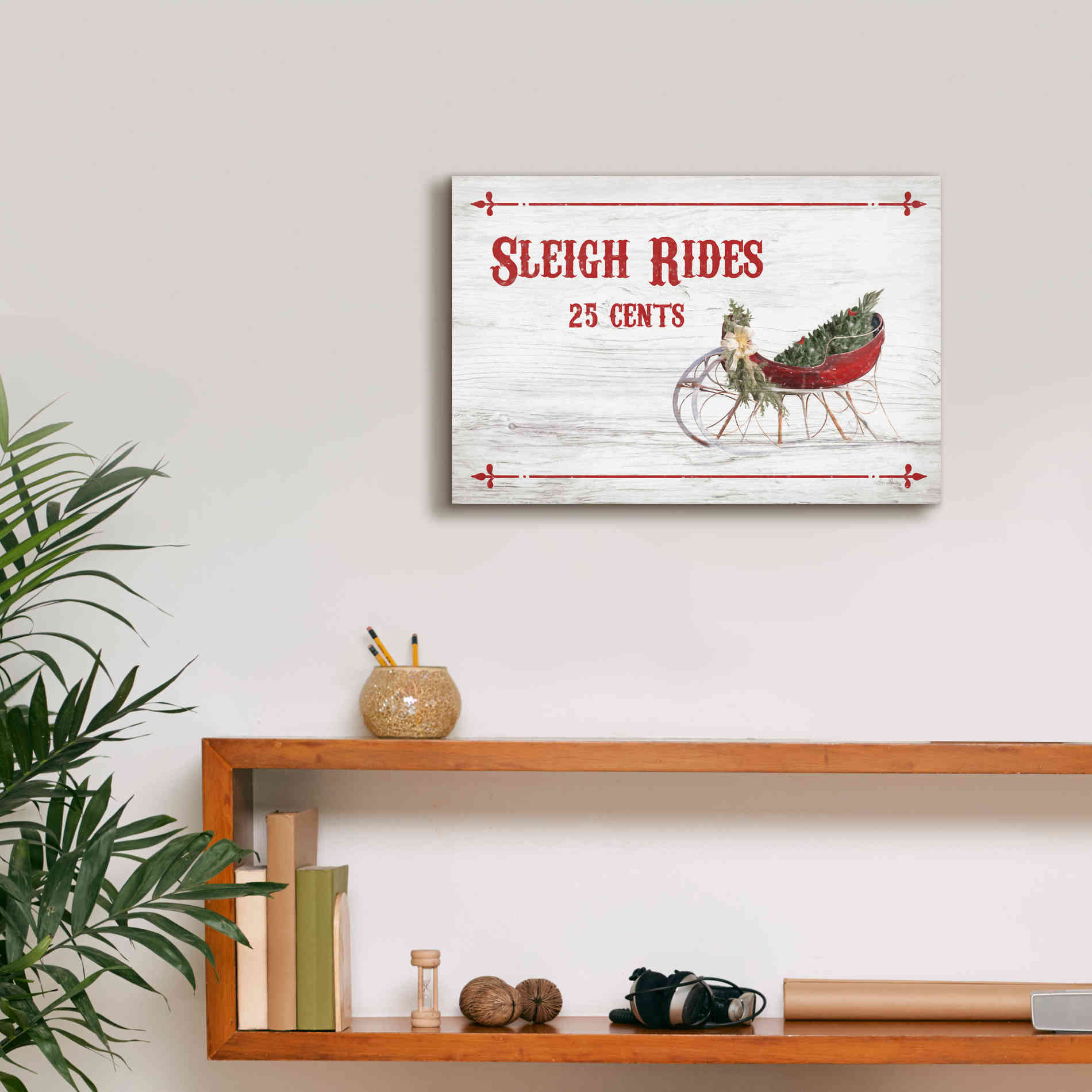 'Sleigh Rides 25 Cents' by Lori Deiter, Canvas Wall Art,18 x 12