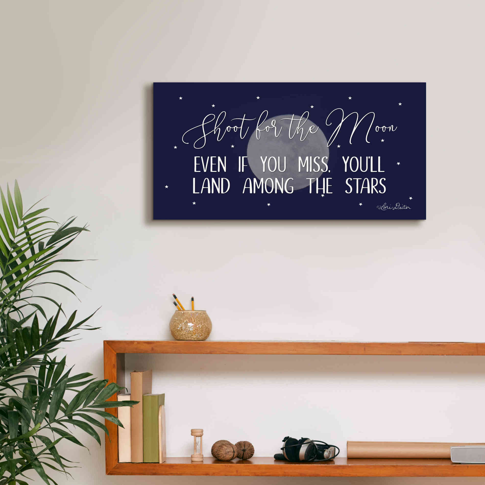 'Shoot for the Moon' by Lori Deiter, Canvas Wall Art,24 x 12