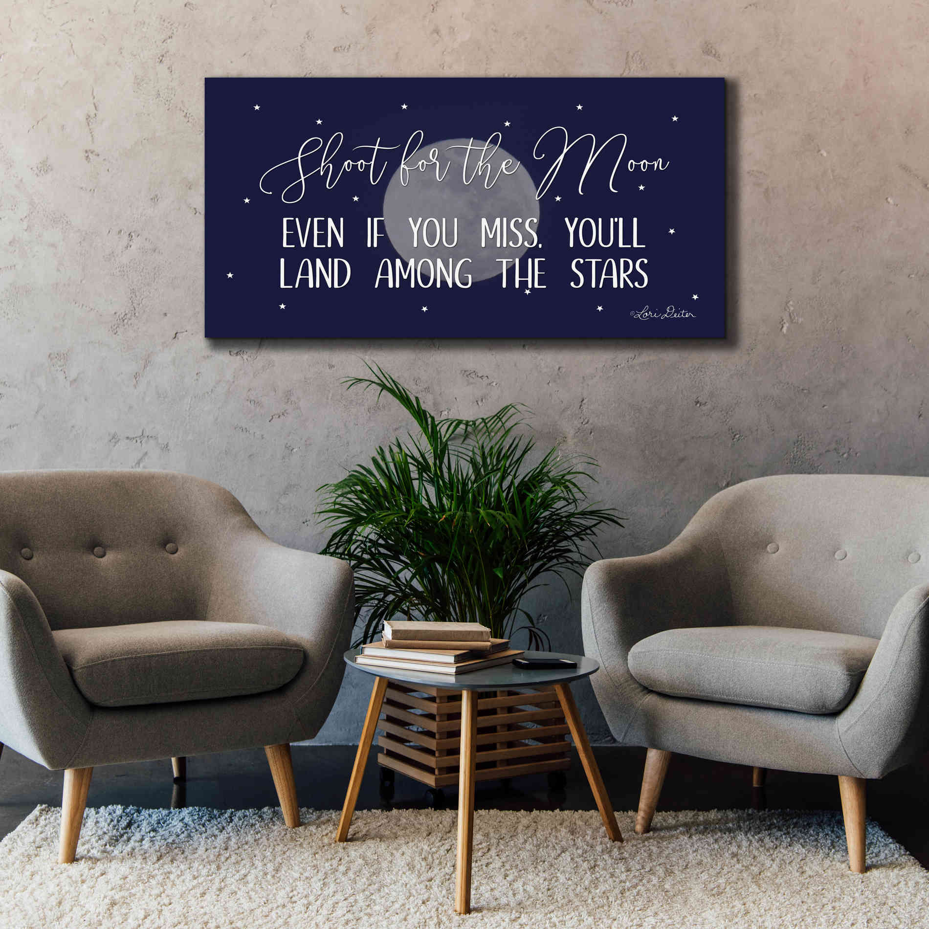 'Shoot for the Moon' by Lori Deiter, Canvas Wall Art,60 x 30