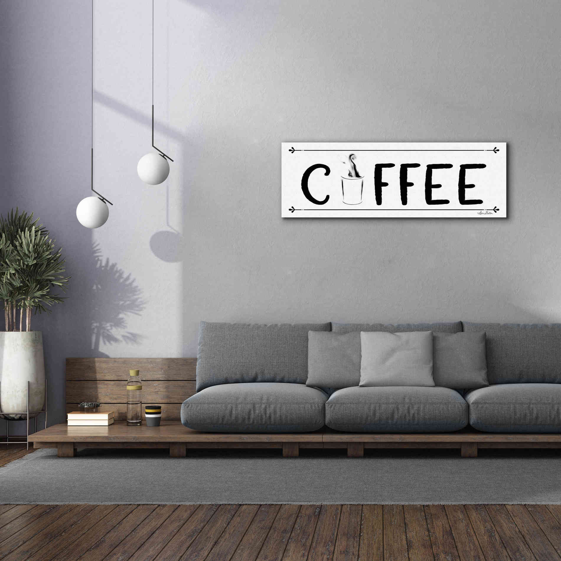 'Coffee Banner' by Lori Deiter, Canvas Wall Art,60 x 20