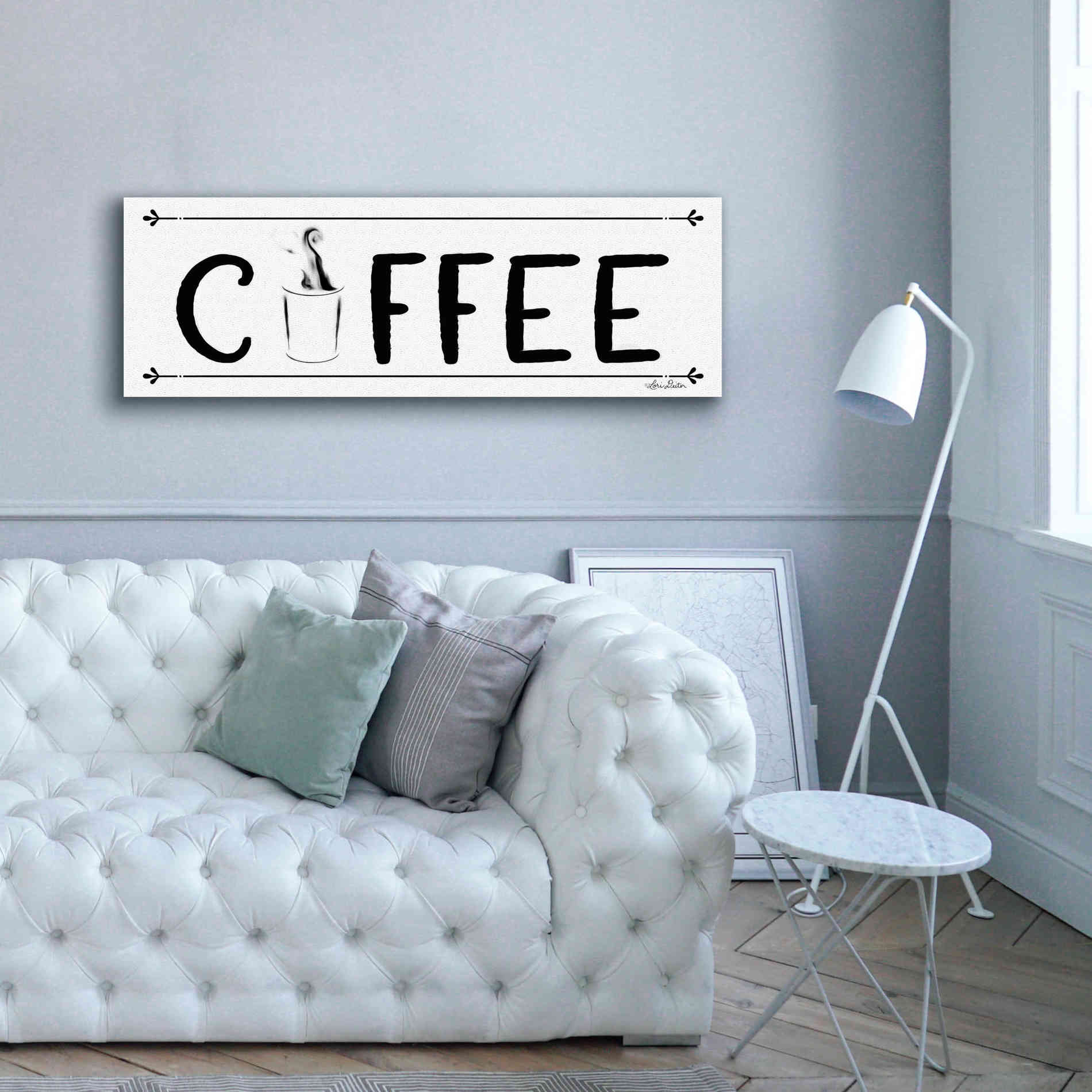 'Coffee Banner' by Lori Deiter, Canvas Wall Art,60 x 20