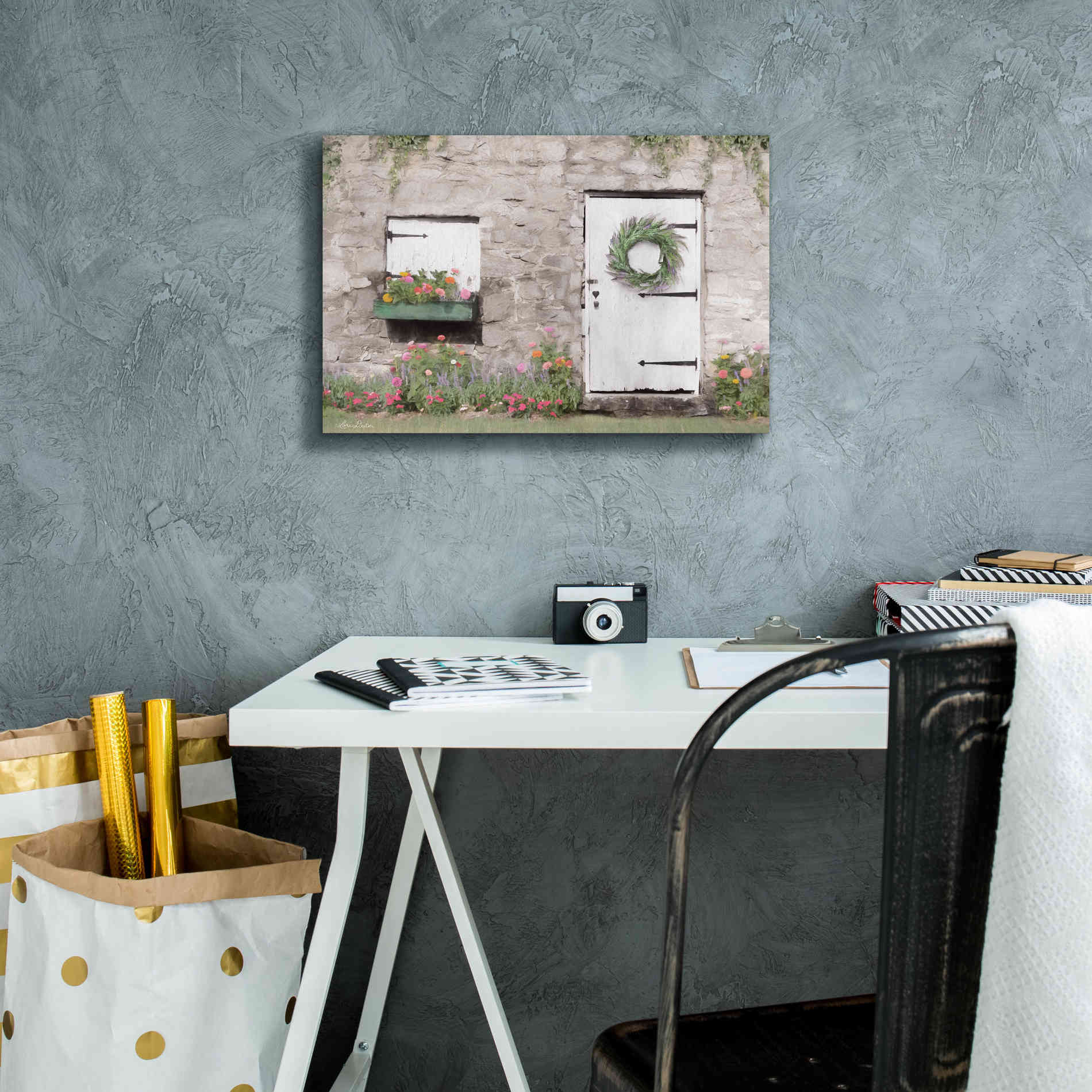 'Old Stone Cottage' by Lori Deiter, Canvas Wall Art,18 x 12
