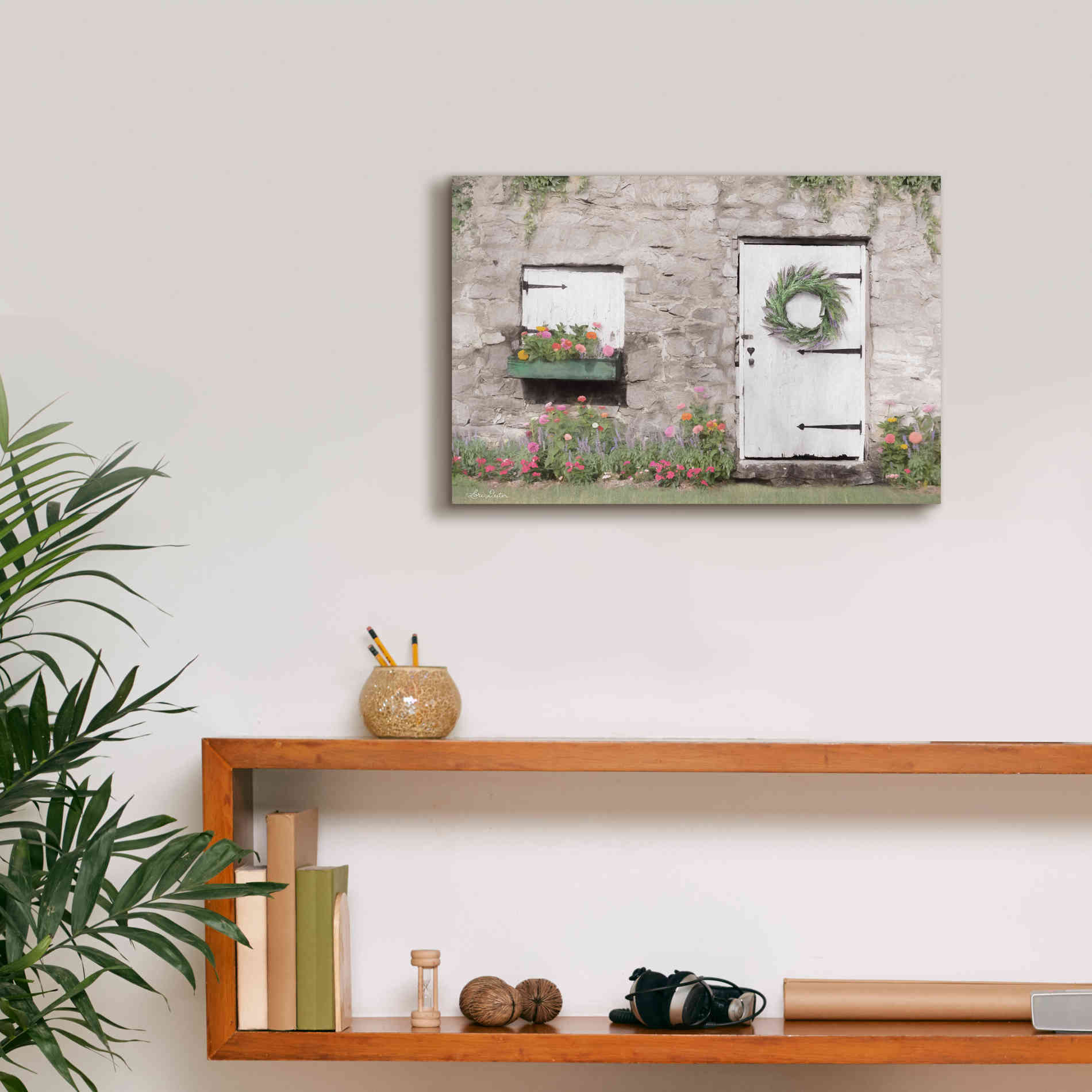 'Old Stone Cottage' by Lori Deiter, Canvas Wall Art,18 x 12
