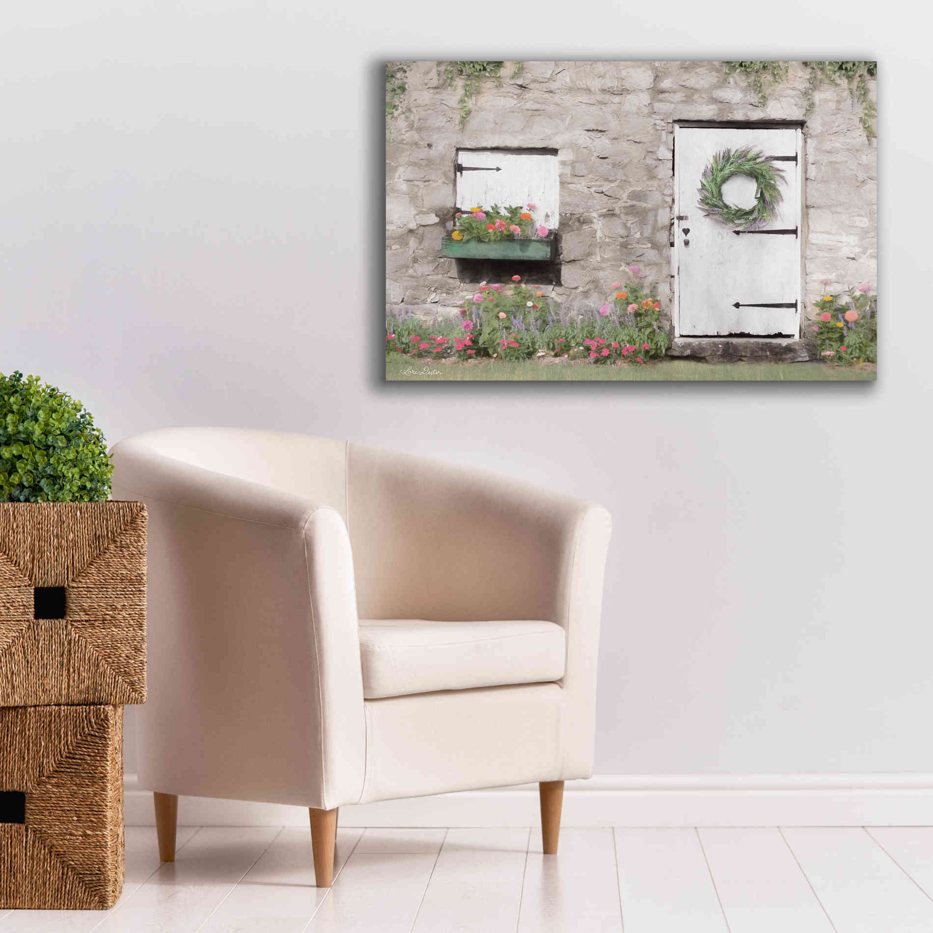 'Old Stone Cottage' by Lori Deiter, Canvas Wall Art,40 x 26