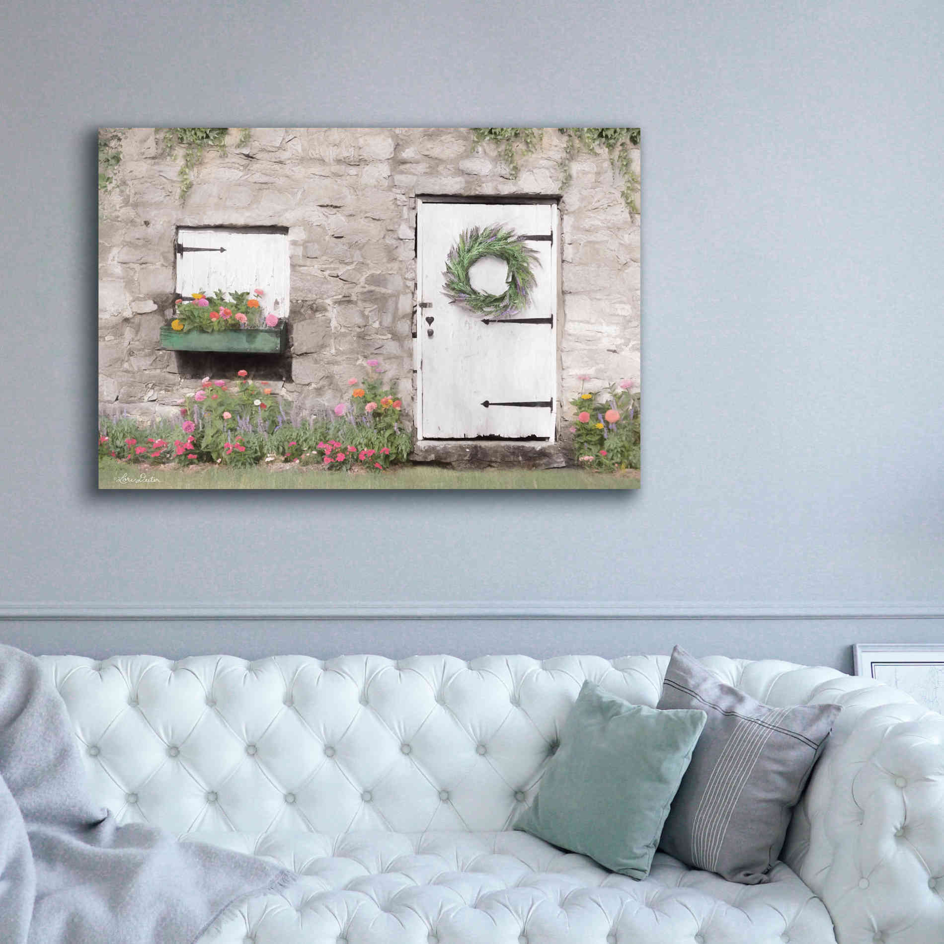 'Old Stone Cottage' by Lori Deiter, Canvas Wall Art,60 x 40