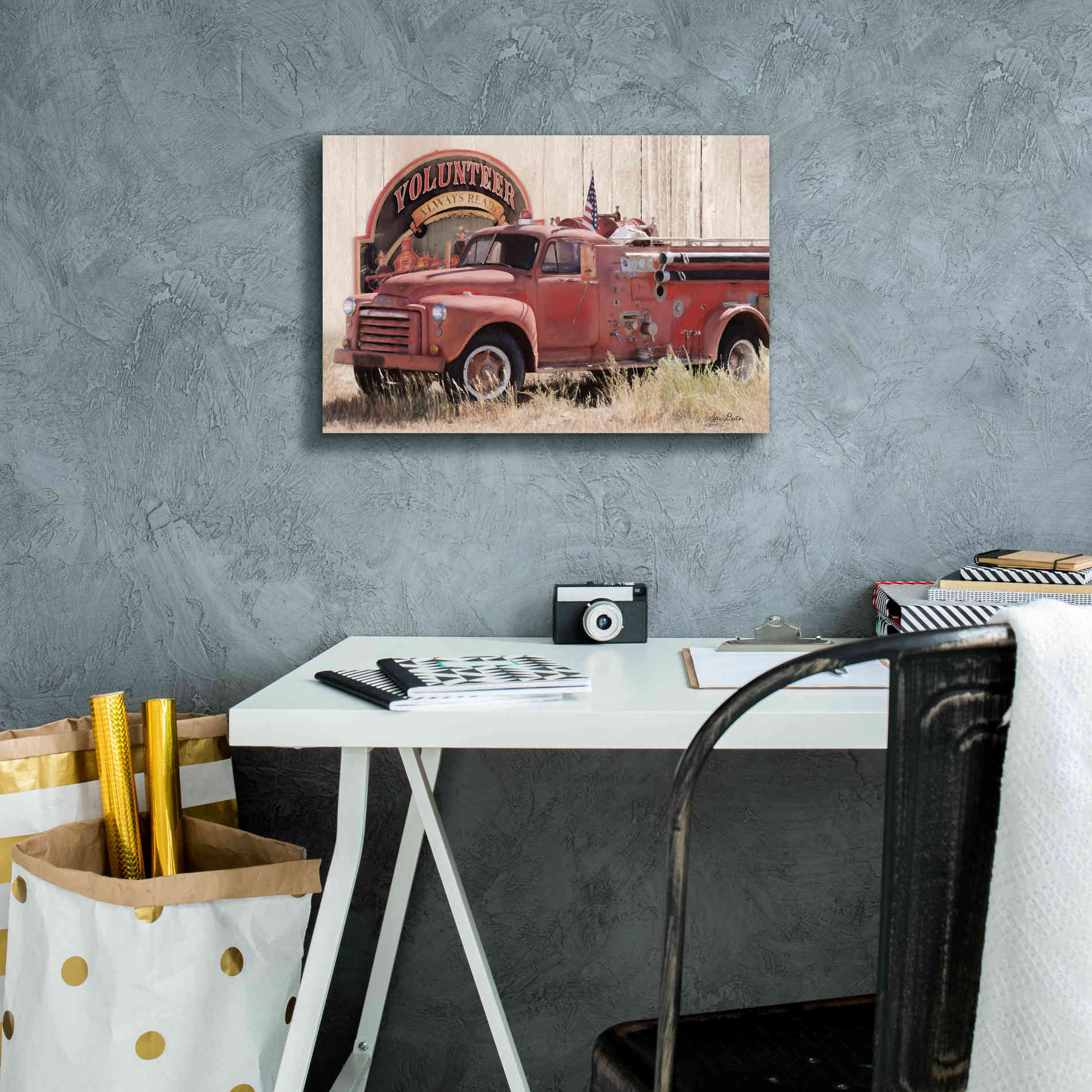 'Volunteer Firefighter' by Lori Deiter, Canvas Wall Art,18 x 12