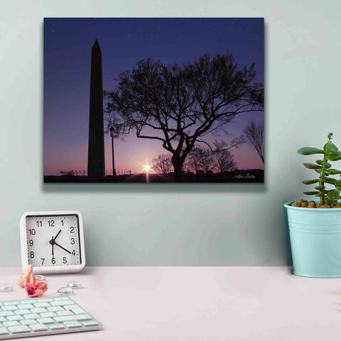 Image of 'Nightfall at the Washington Monument' by Lori Deiter, Canvas Wall Art,16 x 12