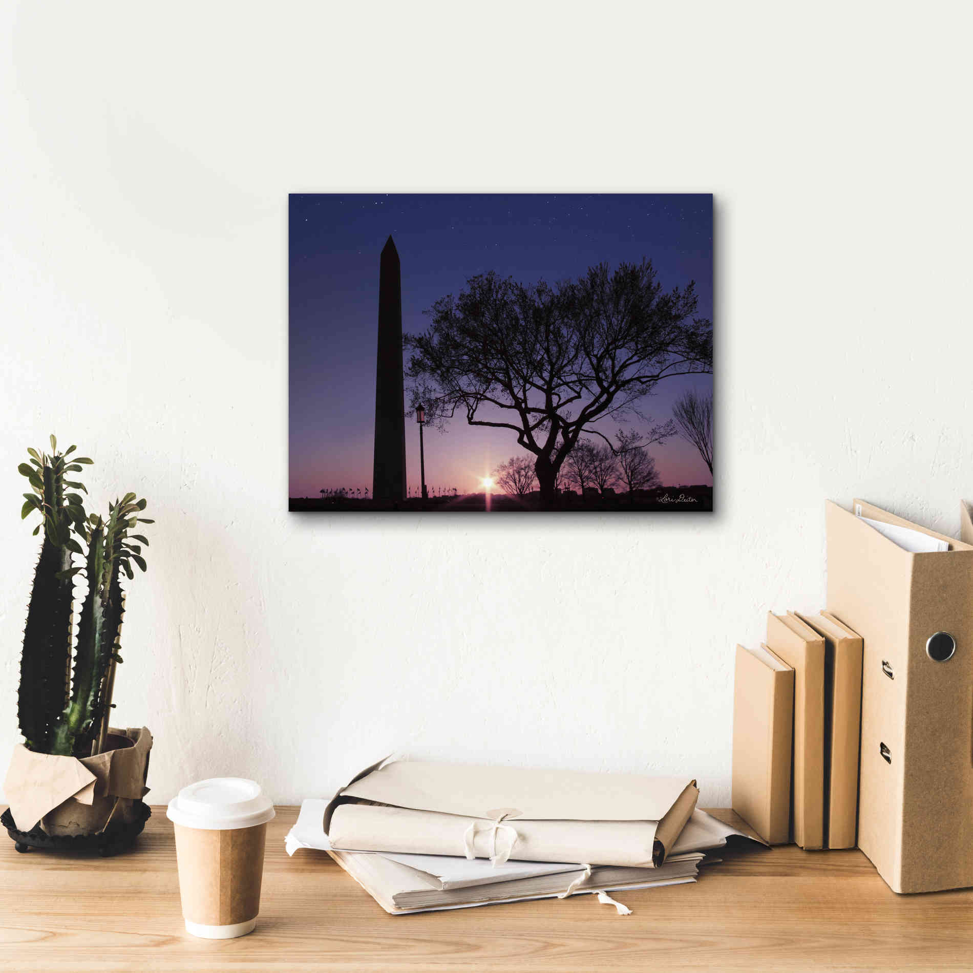 'Nightfall at the Washington Monument' by Lori Deiter, Canvas Wall Art,16 x 12