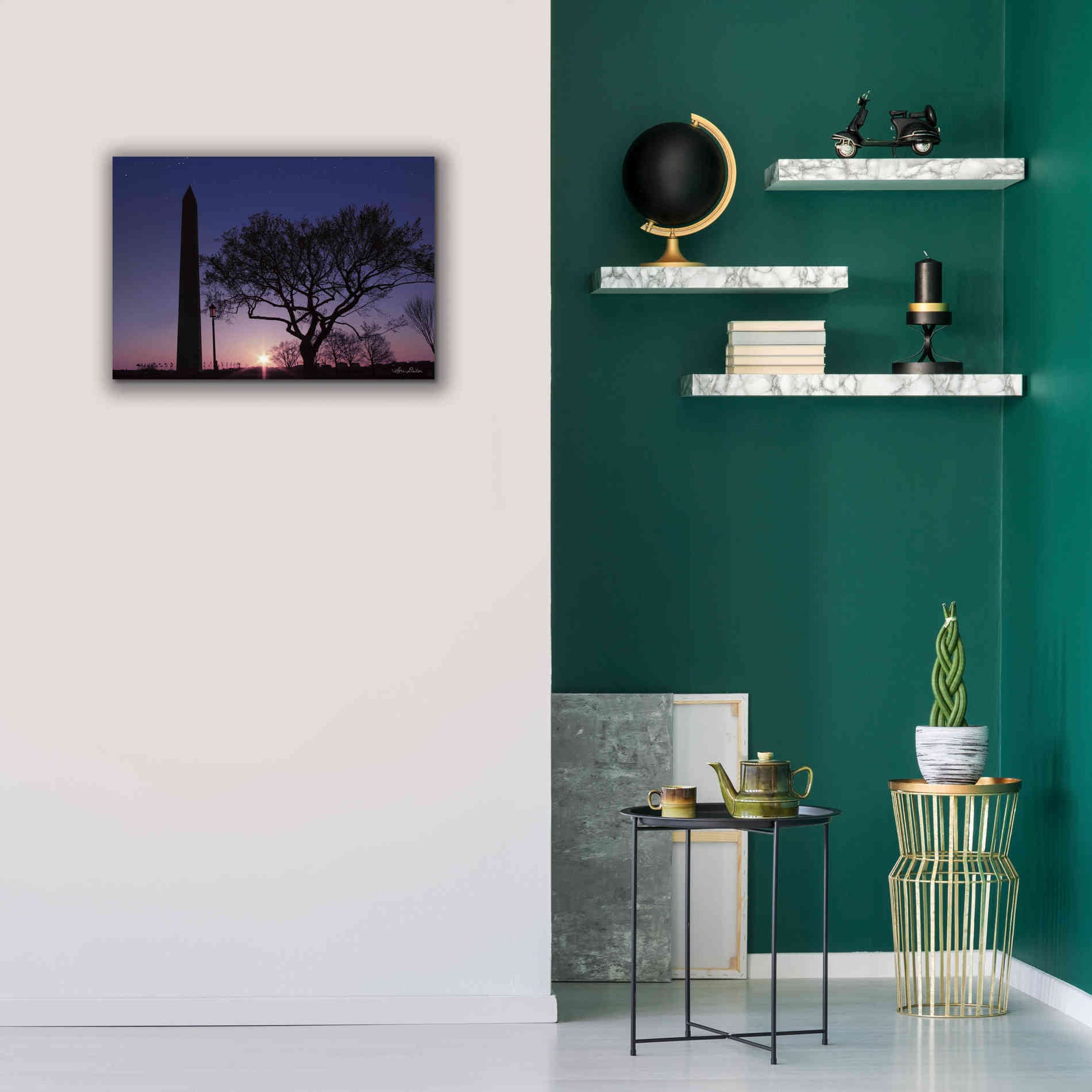 'Nightfall at the Washington Monument' by Lori Deiter, Canvas Wall Art,26 x 18