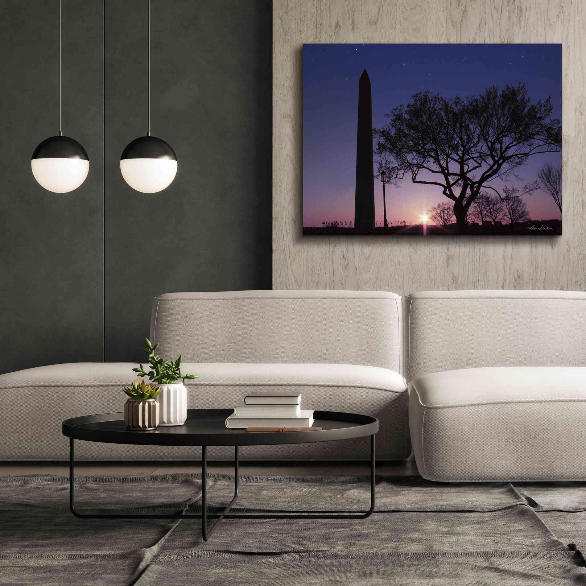 'Nightfall at the Washington Monument' by Lori Deiter, Canvas Wall Art,54 x 40