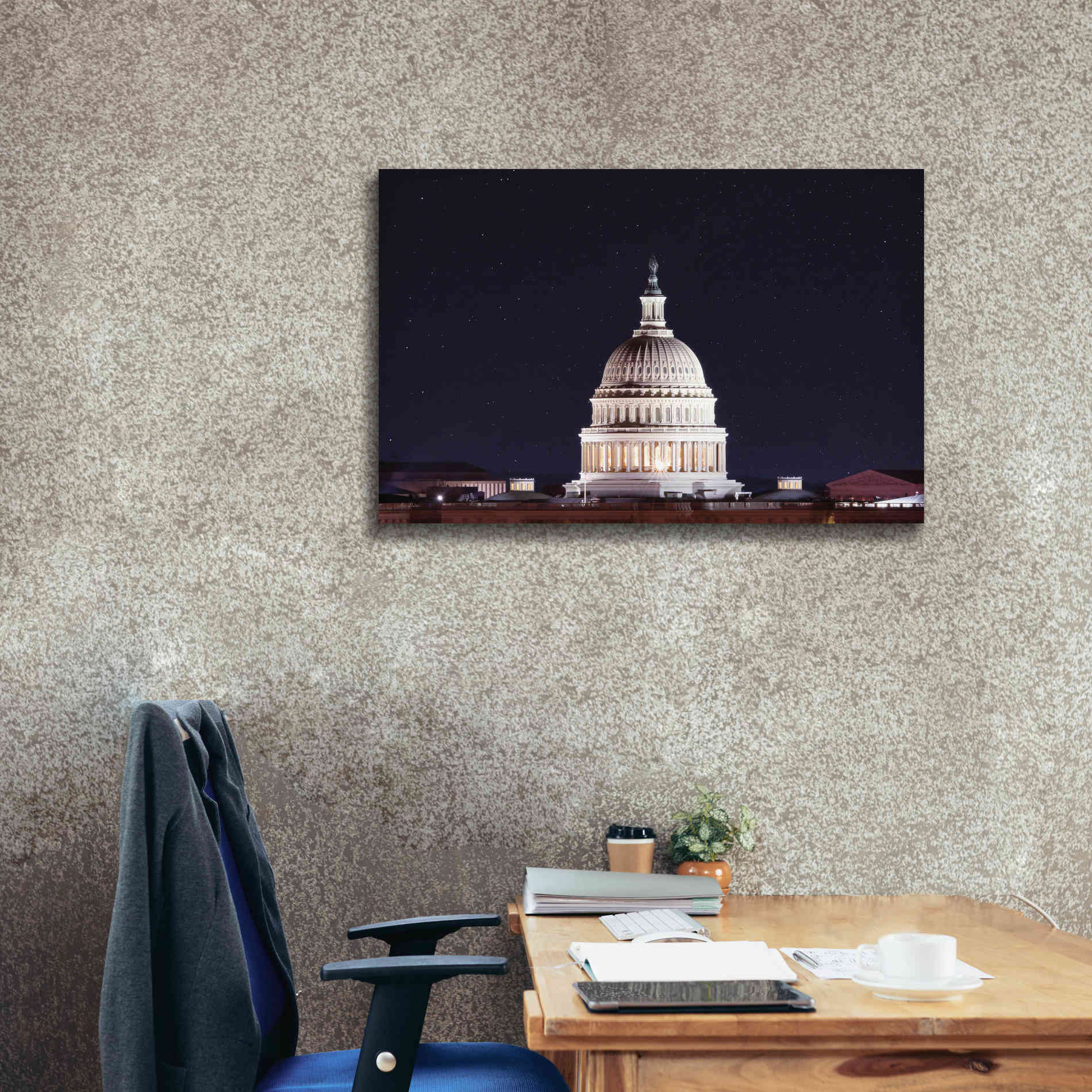 'US Capital at Night' by Lori Deiter, Canvas Wall Art,40 x 26