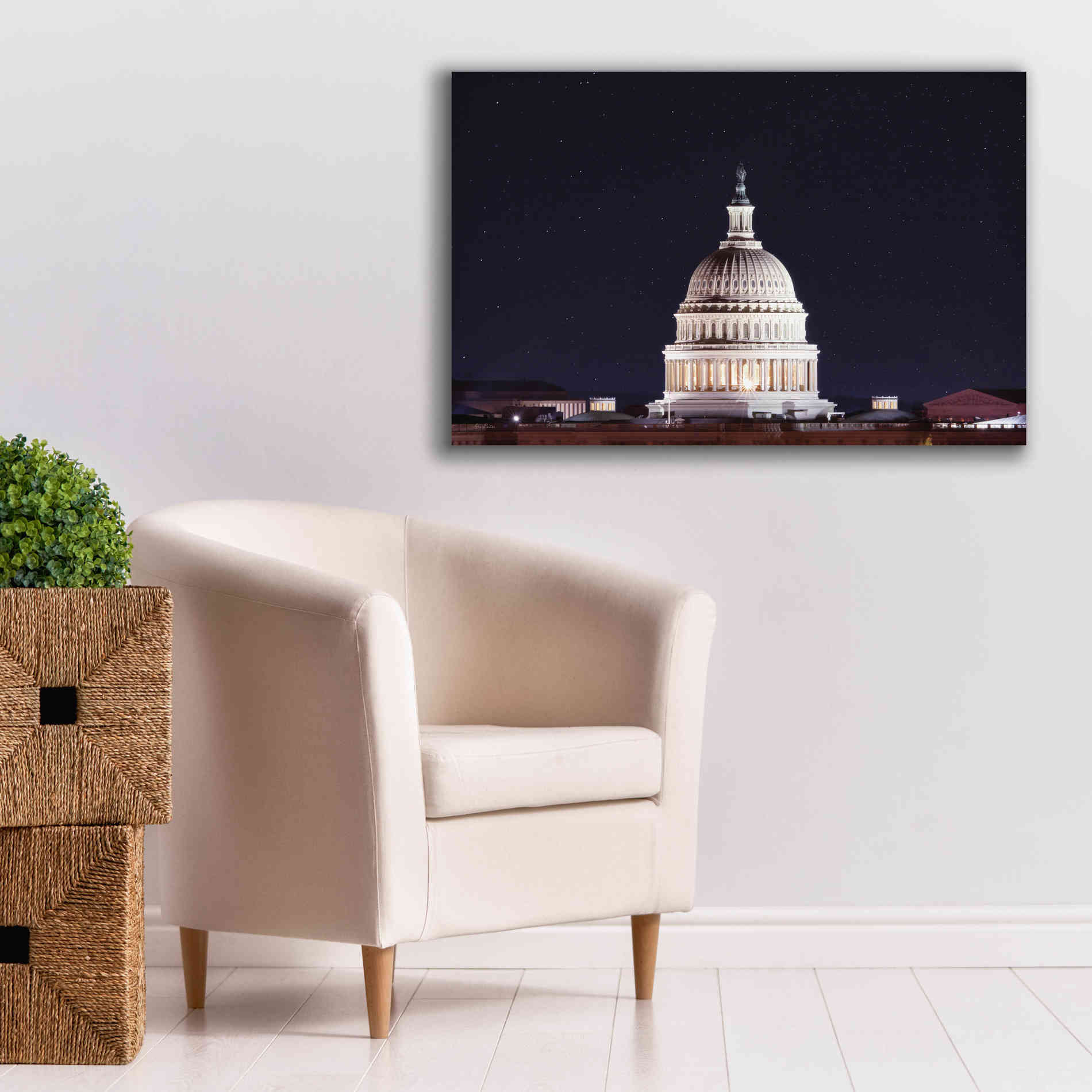 'US Capital at Night' by Lori Deiter, Canvas Wall Art,40 x 26