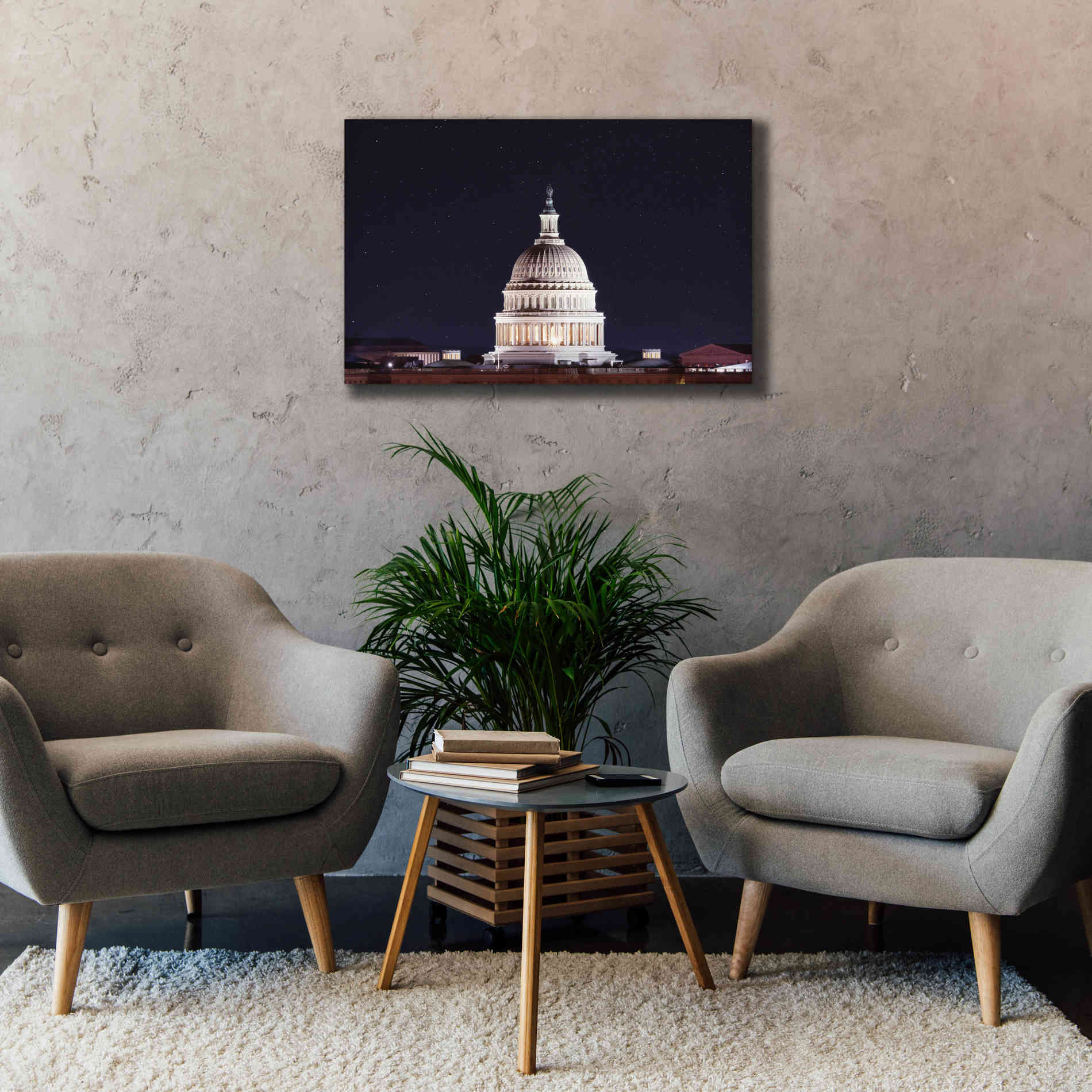 'US Capital at Night' by Lori Deiter, Canvas Wall Art,40 x 26