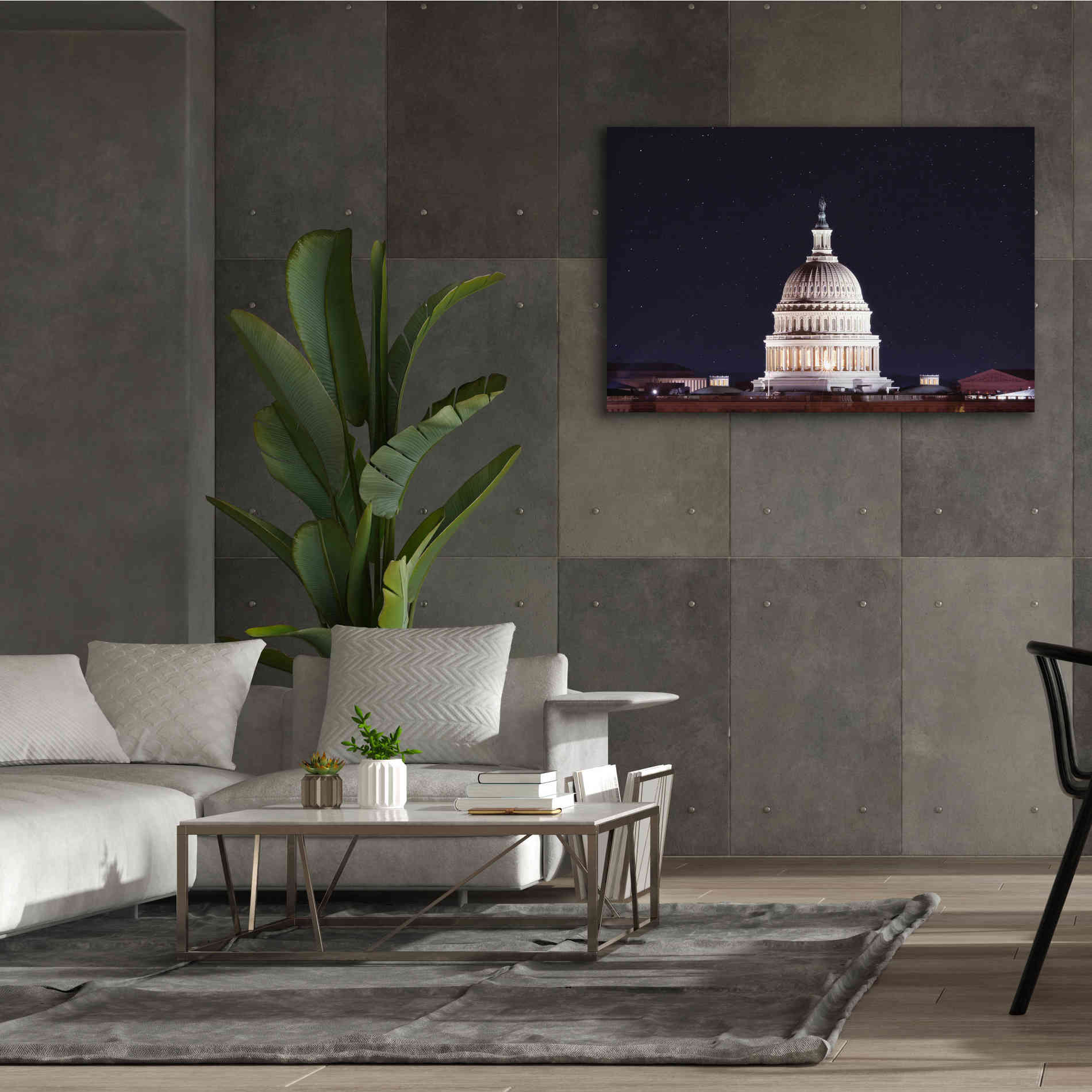 'US Capital at Night' by Lori Deiter, Canvas Wall Art,60 x 40