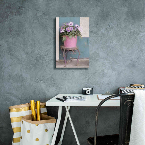 Image of 'Pansy Bucket' by Lori Deiter, Canvas Wall Art,12 x 18