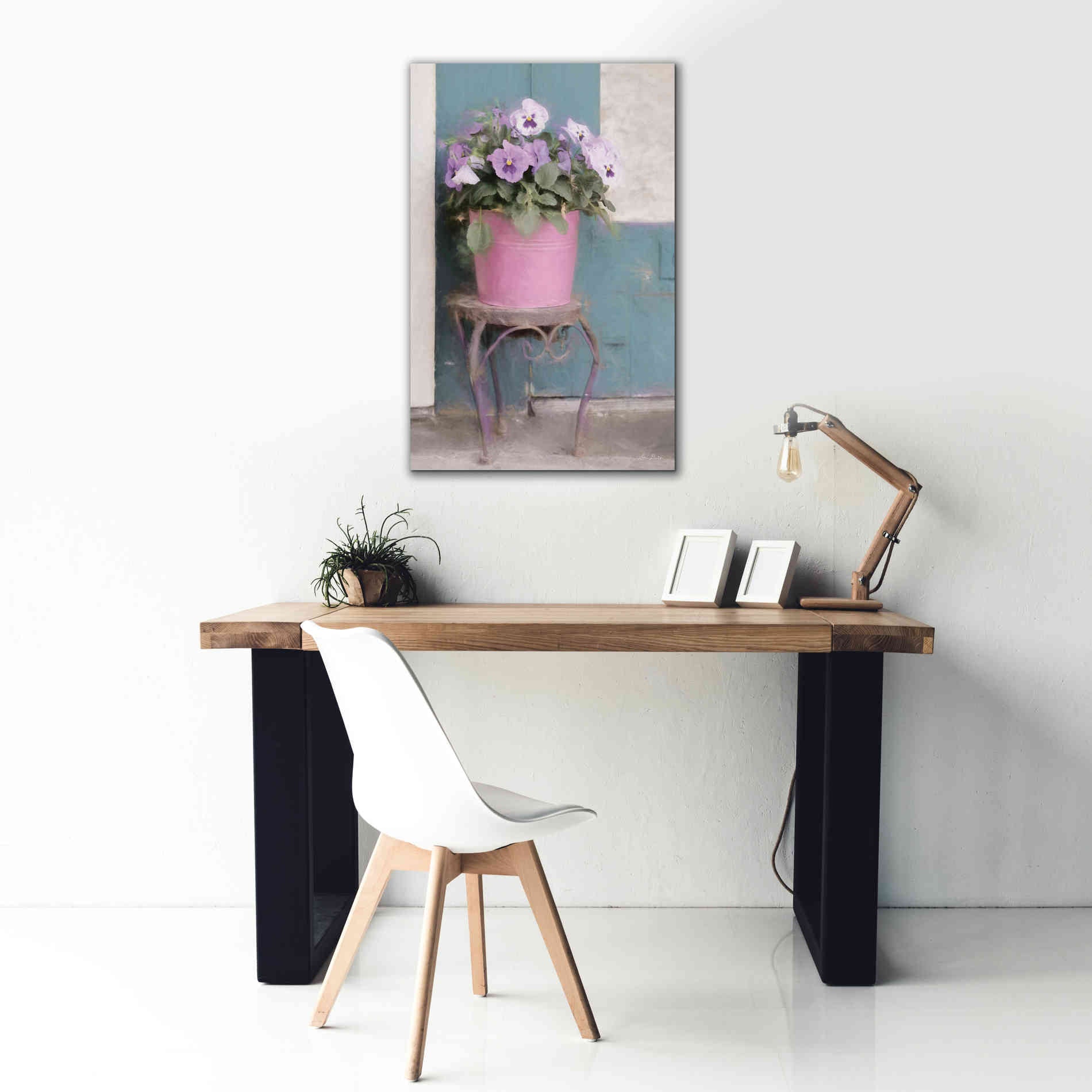 'Pansy Bucket' by Lori Deiter, Canvas Wall Art,26 x 40