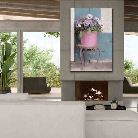Image of 'Pansy Bucket' by Lori Deiter, Canvas Wall Art,40 x 60