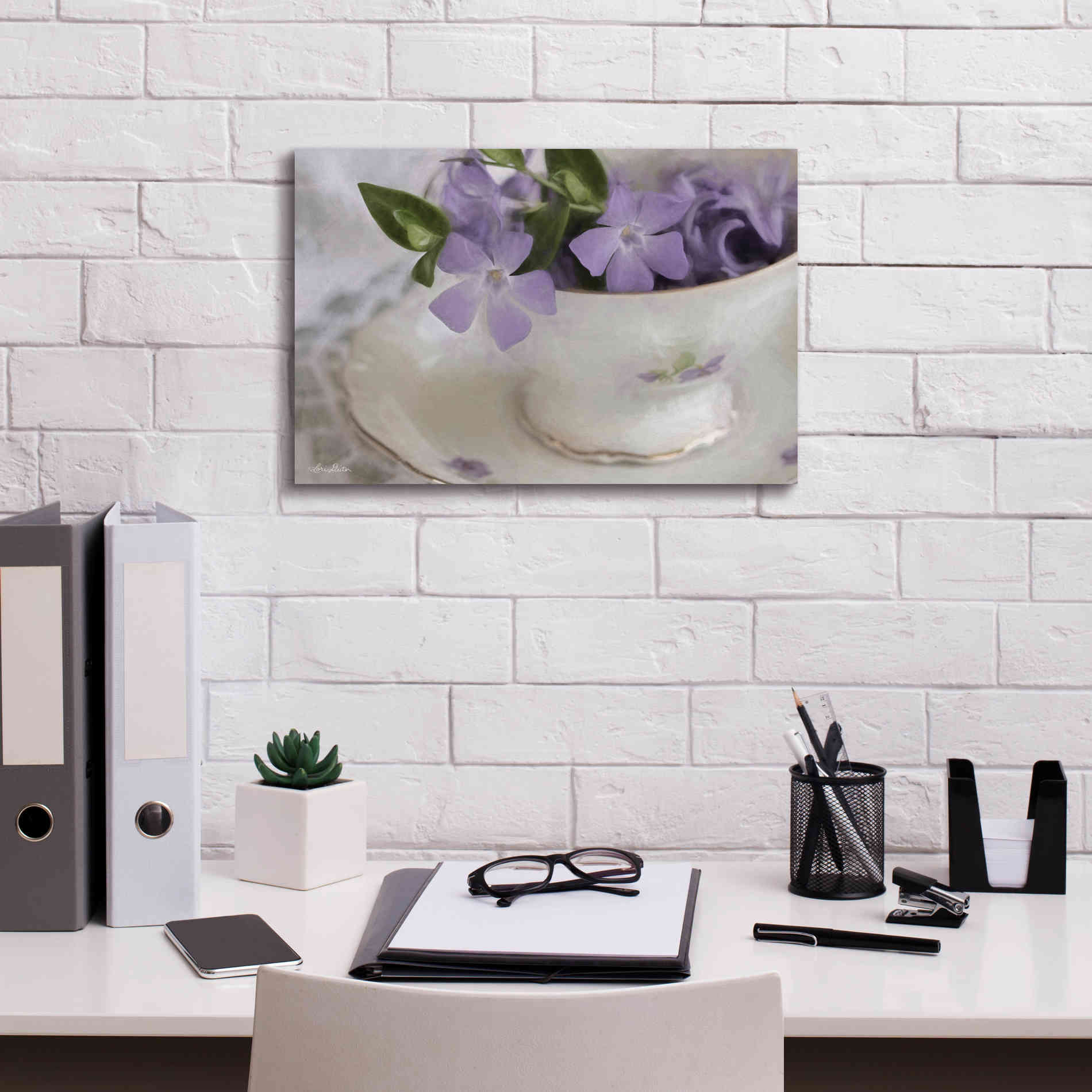 'Violet Teacup I' by Lori Deiter, Canvas Wall Art,18 x 12