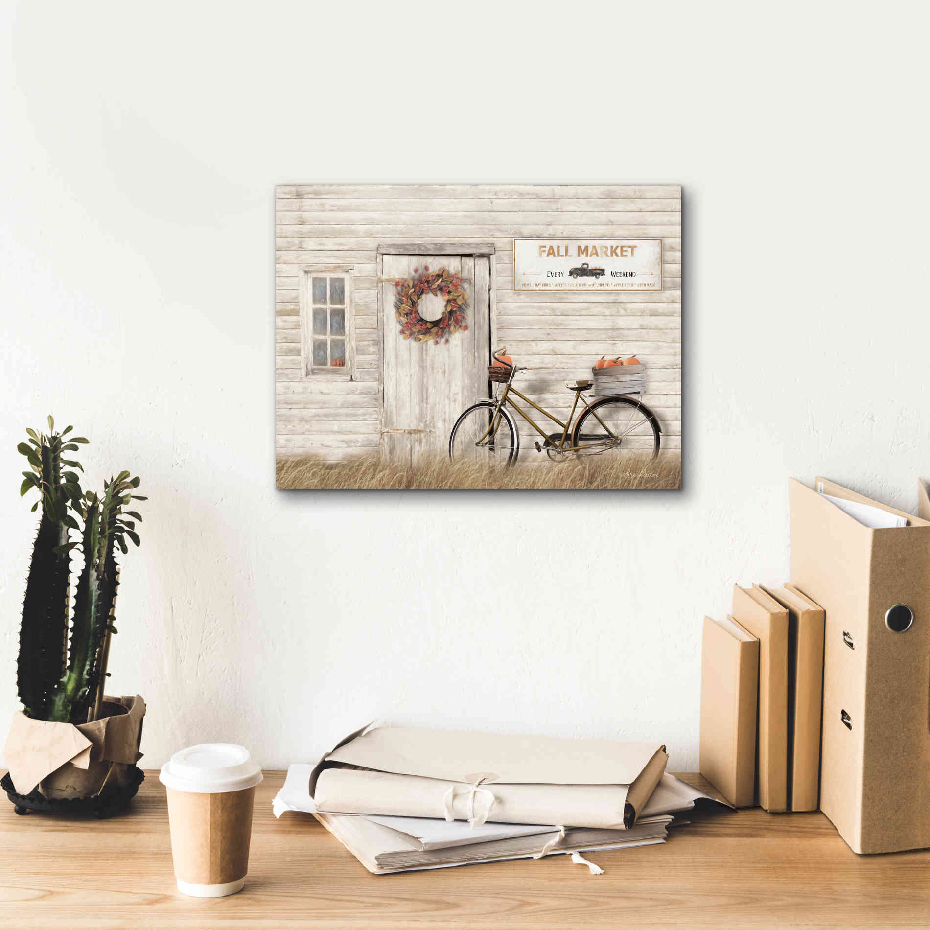 'Pumpkin Bicycle' by Lori Deiter, Canvas Wall Art,16 x 12