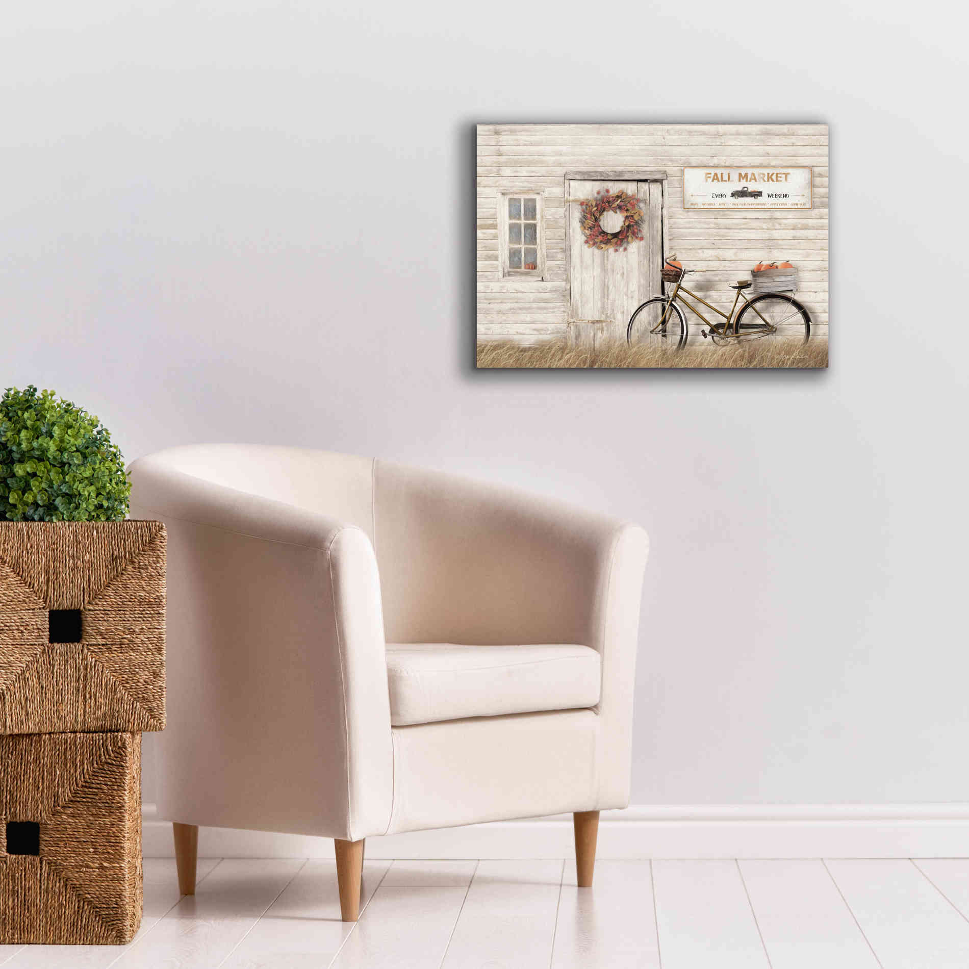 'Pumpkin Bicycle' by Lori Deiter, Canvas Wall Art,26 x 18