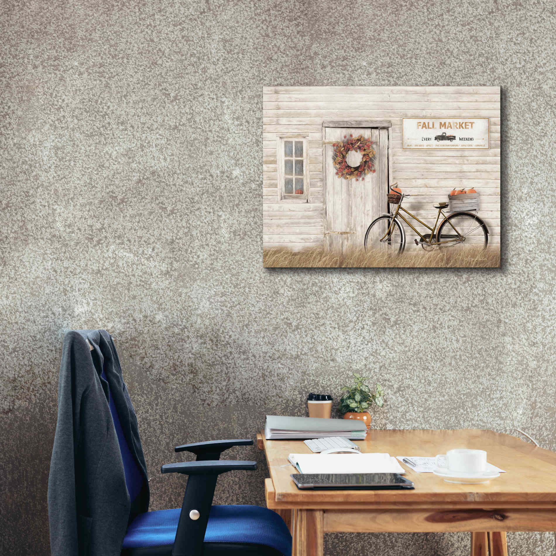 'Pumpkin Bicycle' by Lori Deiter, Canvas Wall Art,34 x 26