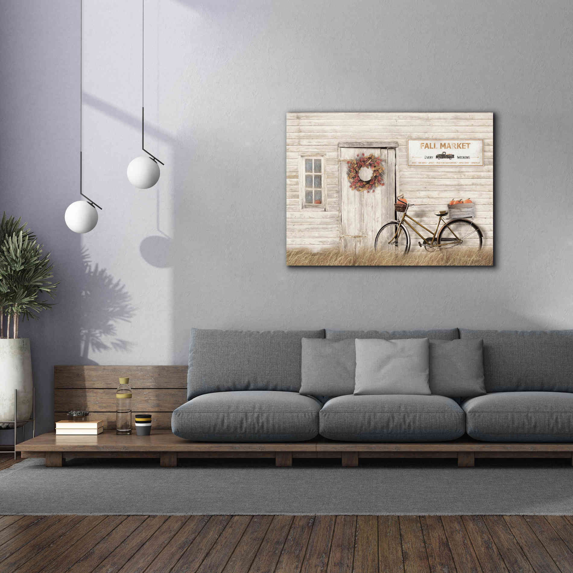 'Pumpkin Bicycle' by Lori Deiter, Canvas Wall Art,54 x 40
